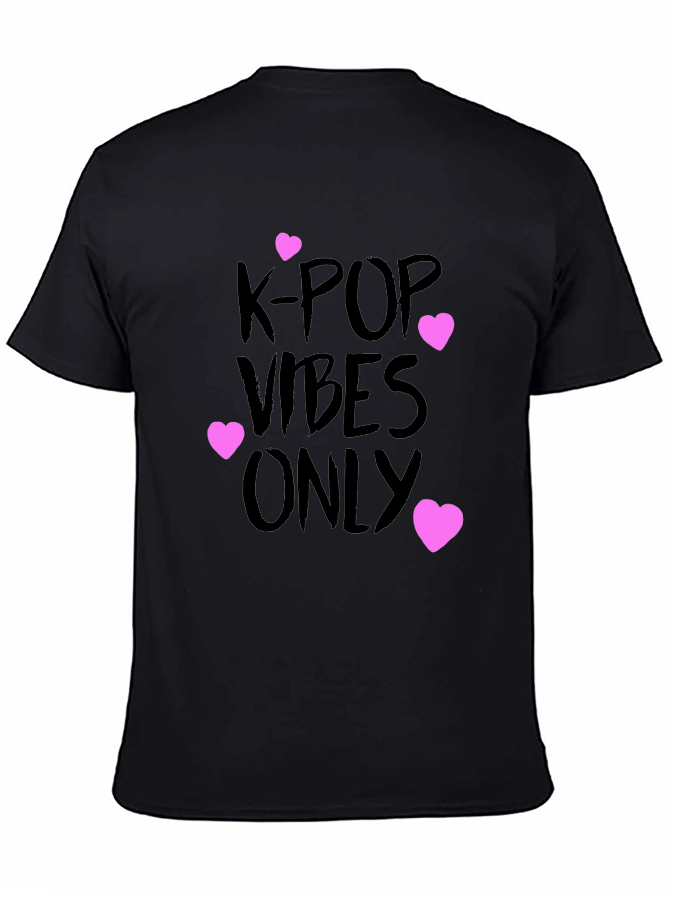 Black K-Pop Vibes Only Graphic Tee - Black view 4