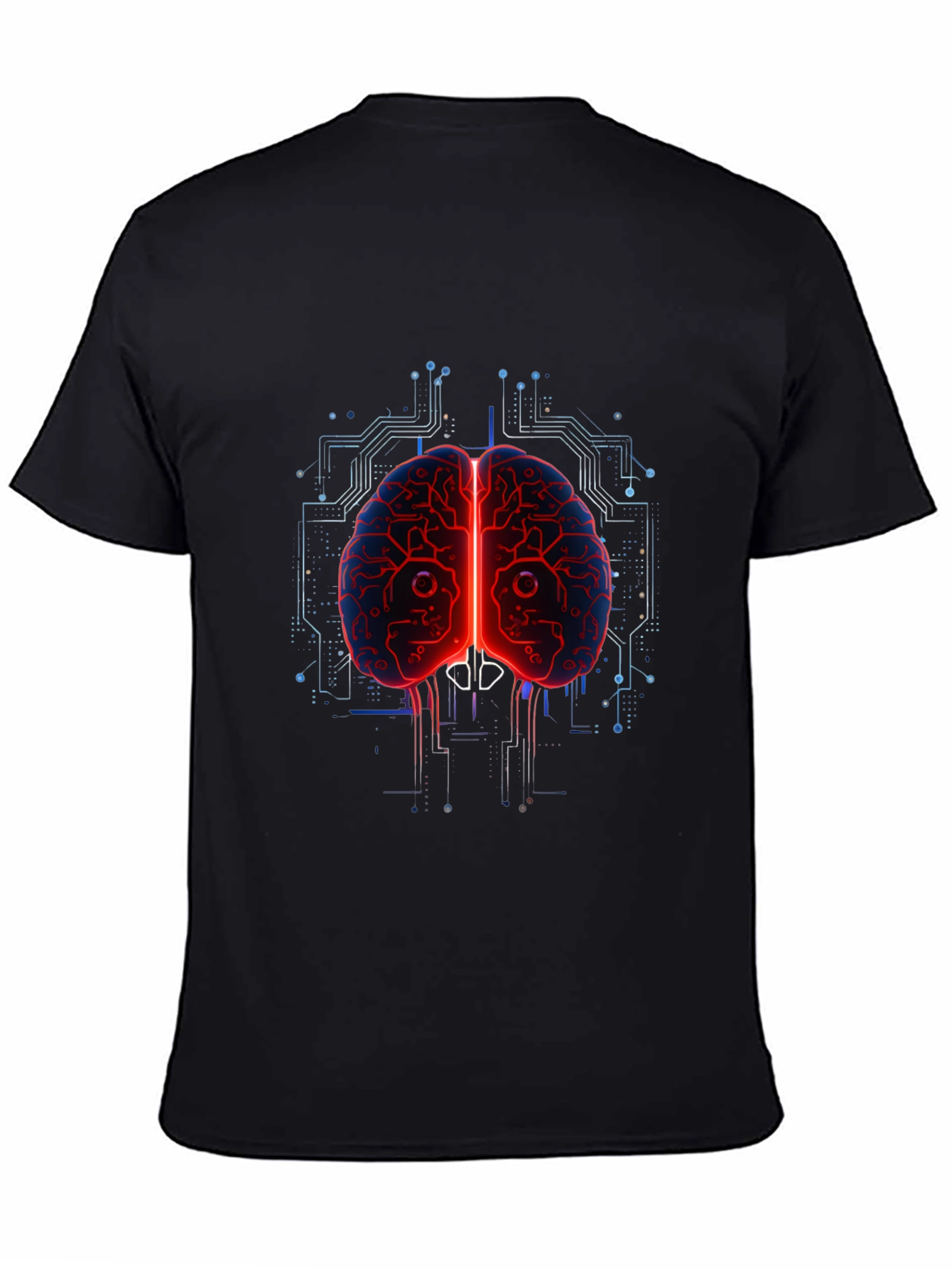 Black Tech Brain Graphic Tee - Black Cotton Blend view 4