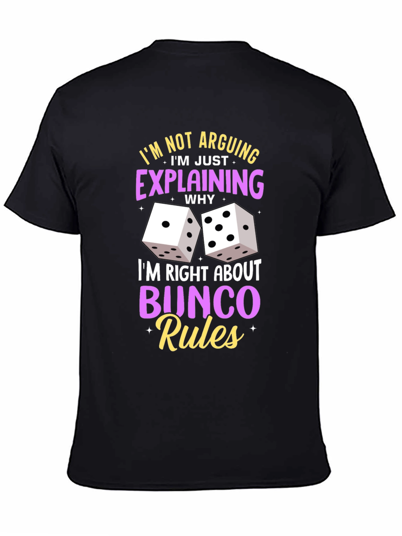 Black Bunco Rules Graphic T-Shirt - Funny Game Night Tee view 4