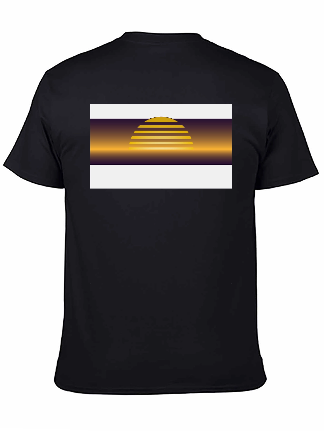 Black Retro Sunset Graphic Tee - Black Cotton Blend view 4
