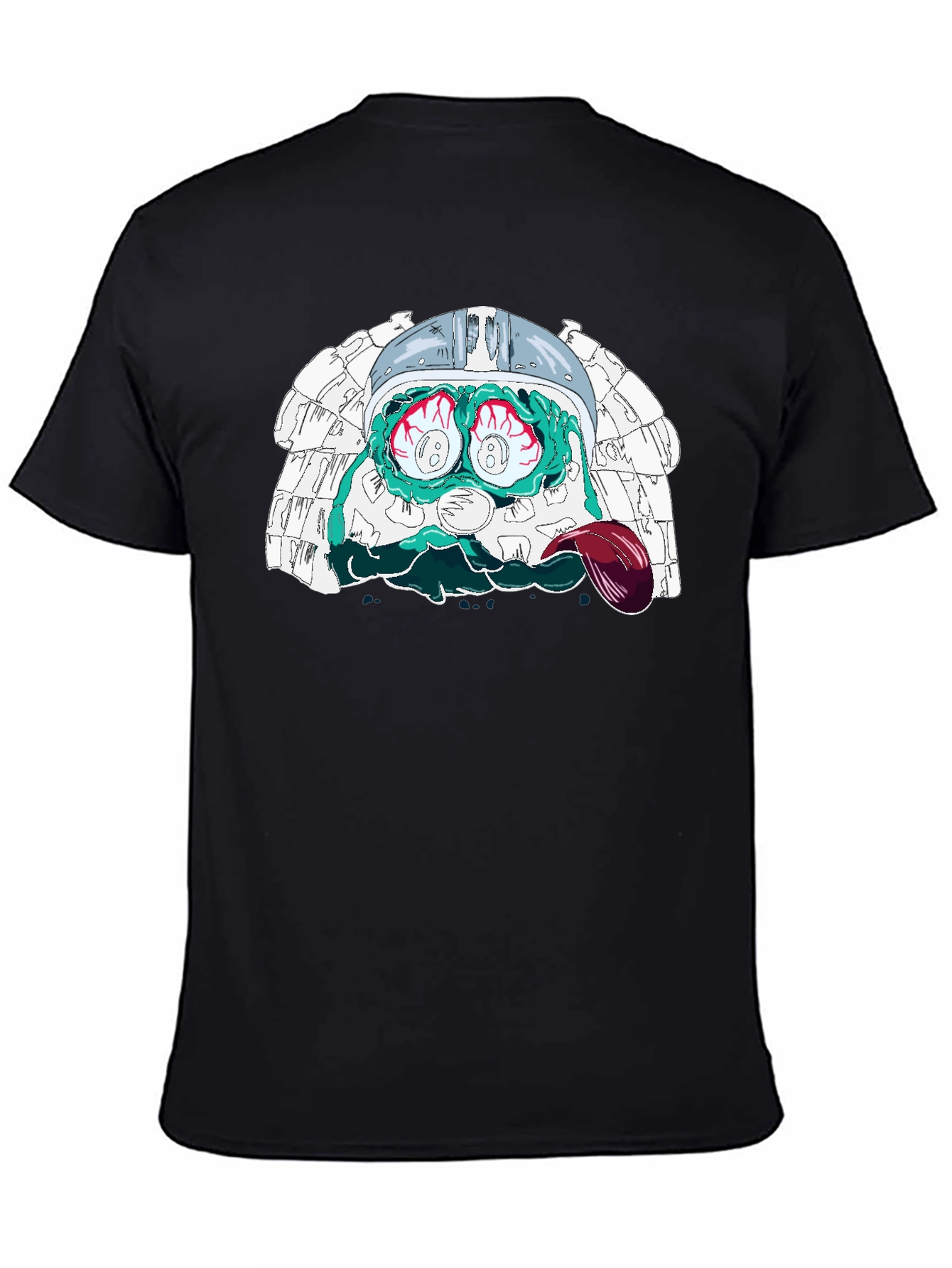 Black Eye-Popping Cartoon Graphic Black T-Shirt view 4