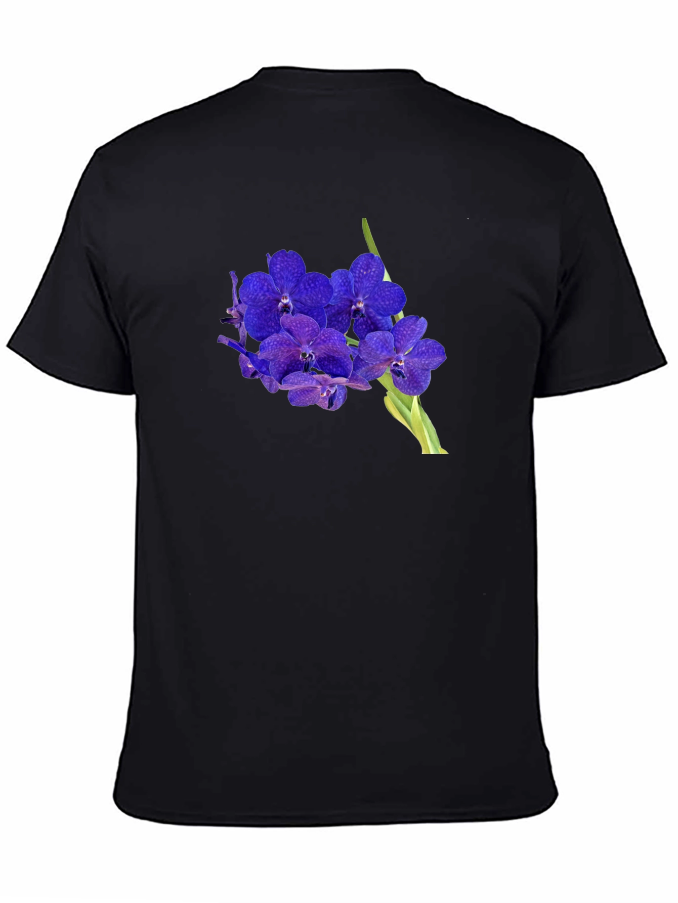 Black Floral Graphic Tee - Stylish Orchid Design view 4