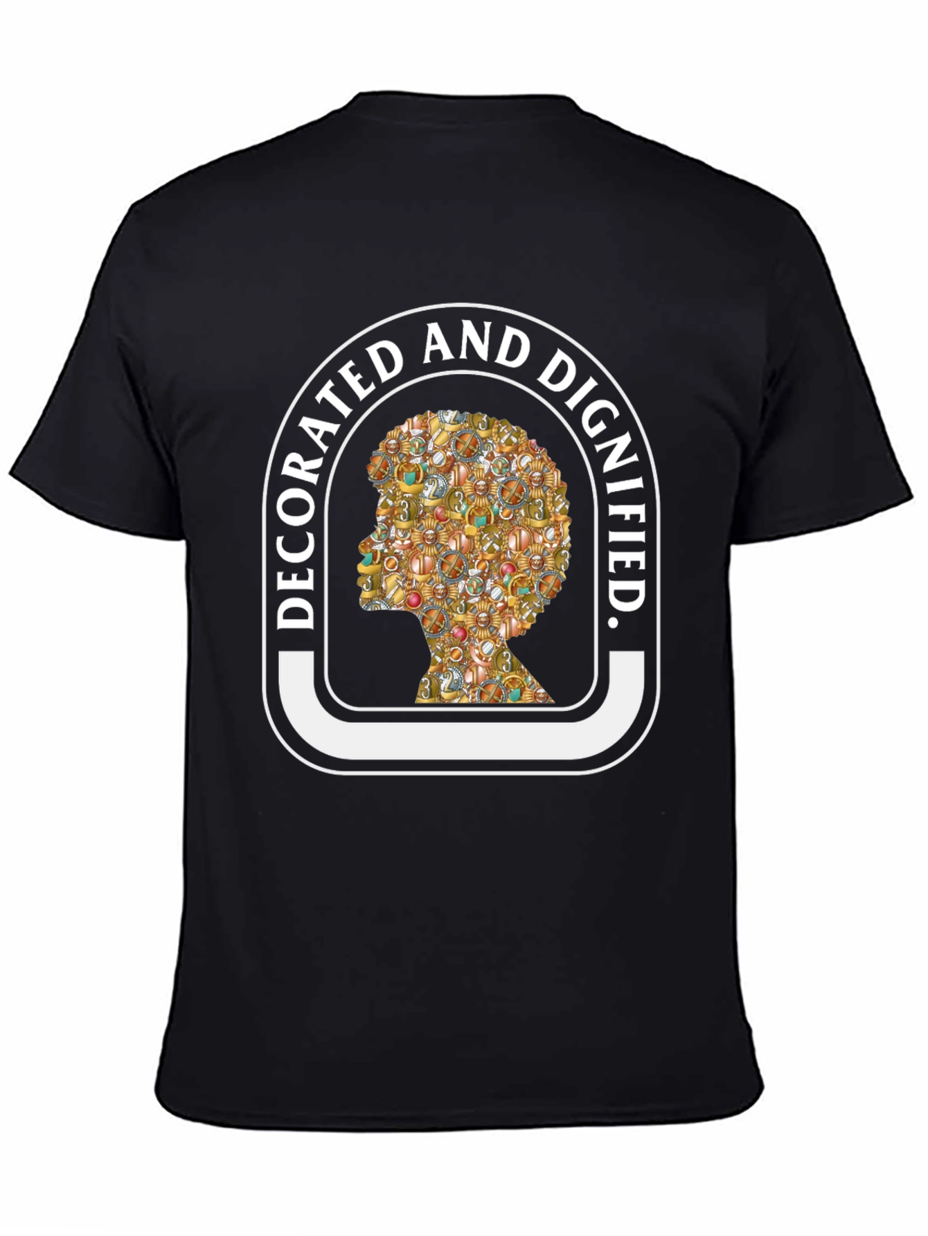 Black Decorated & Dignified T-Shirt - Unisex Black Tee view 4