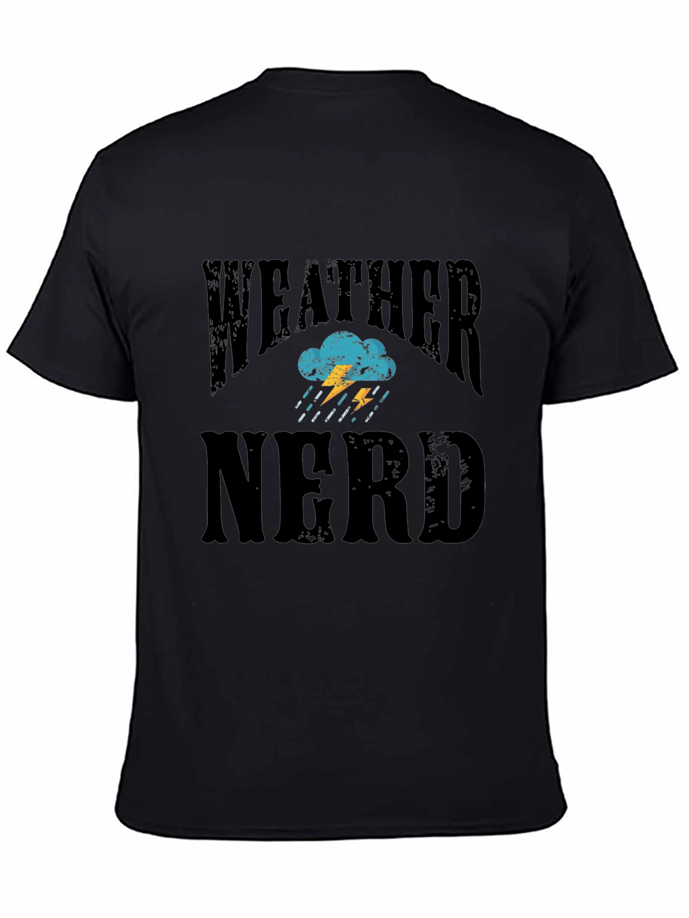 Black Weather Nerd T-Shirt - Black Cotton Tee view 4