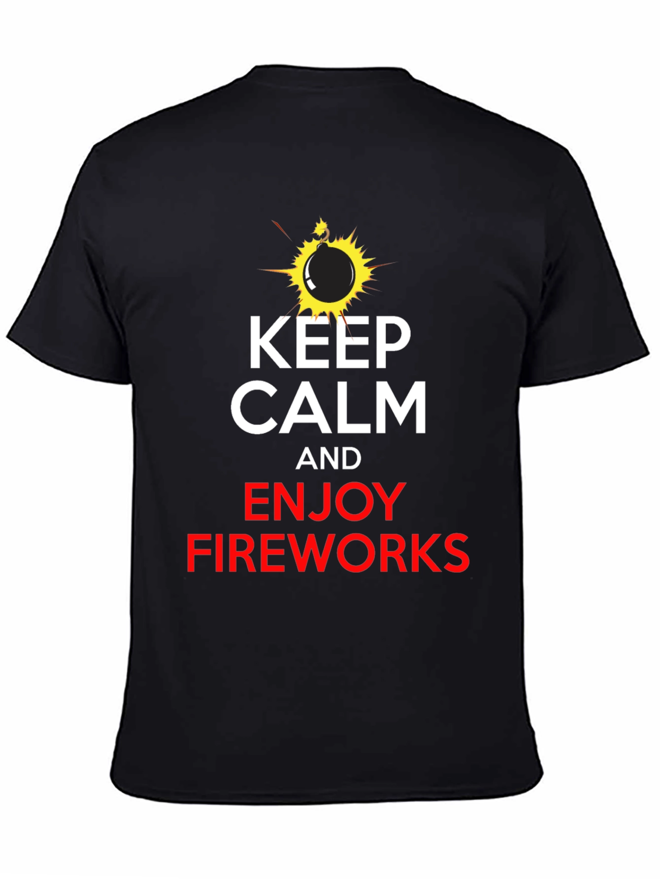 Black Keep Calm & Enjoy Fireworks Black T-Shirt view 4
