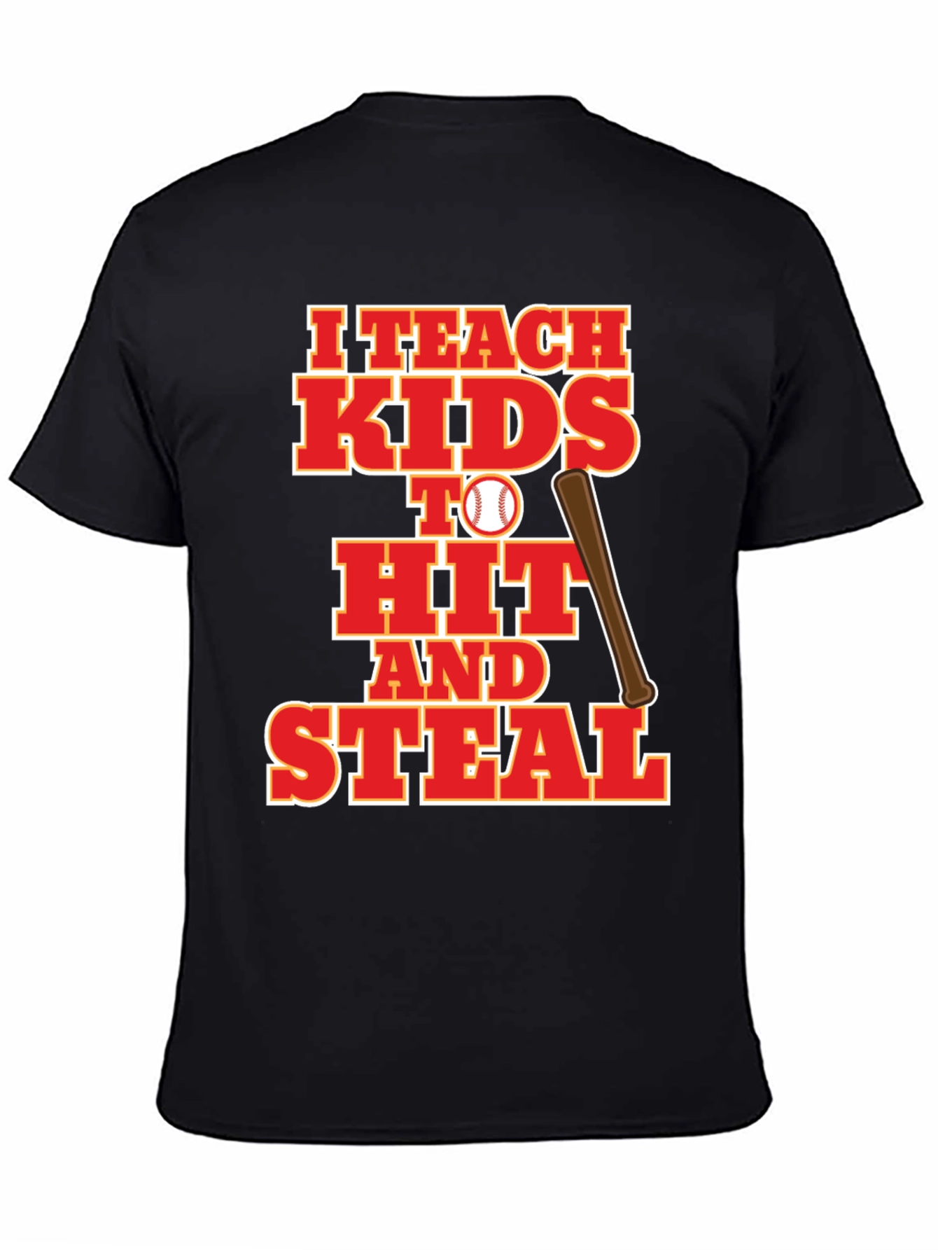 Black I Teach Kids to Hit and Steal Baseball T-Shirt view 4