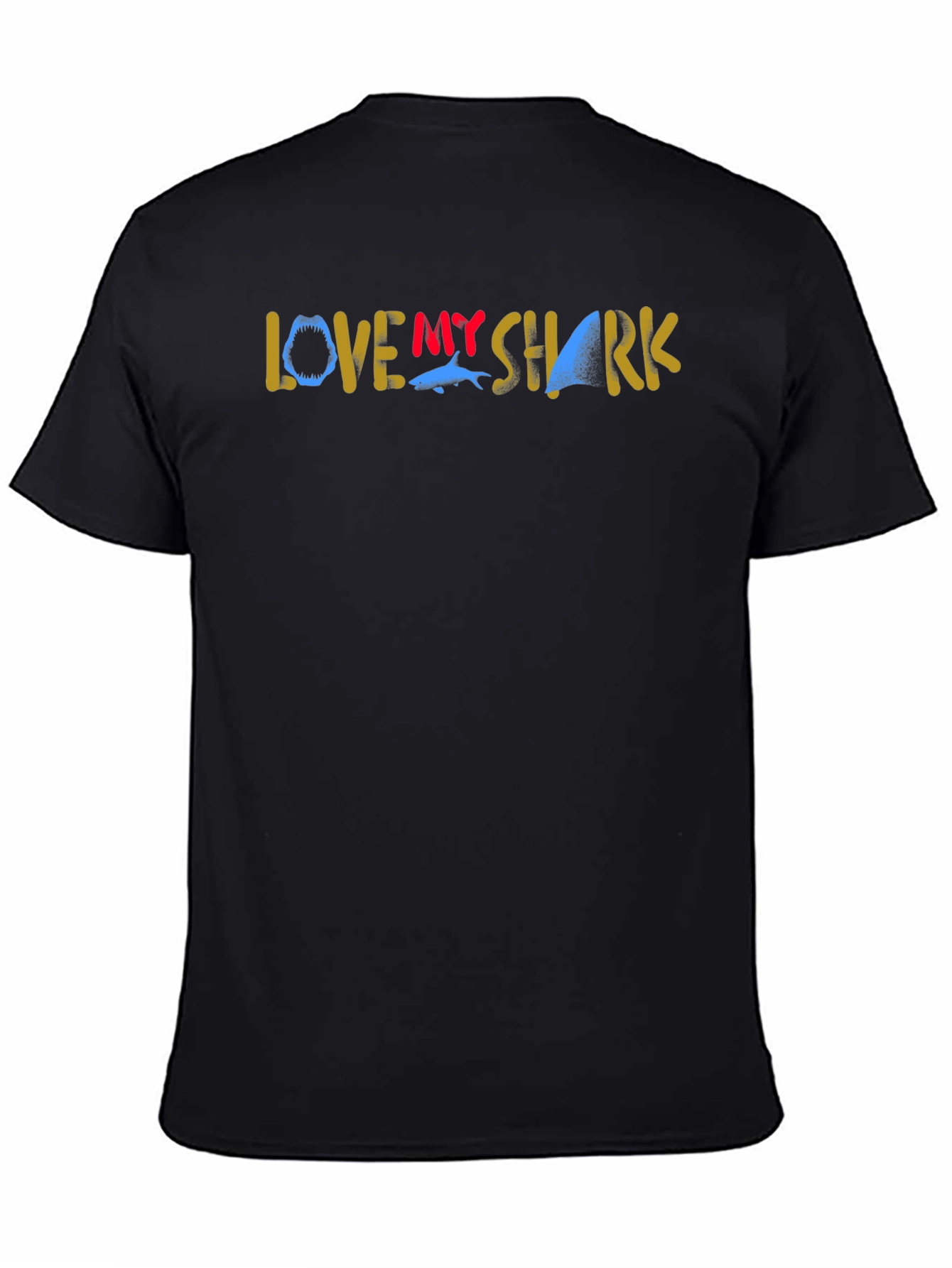 Black Love My Shark Graphic T-Shirt - Black view 4