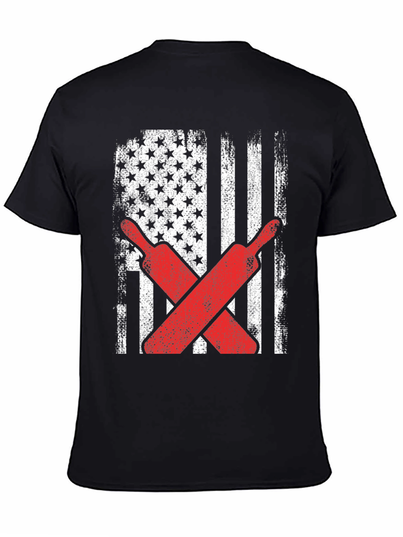 Black American Flag Baseball T-Shirt view 4