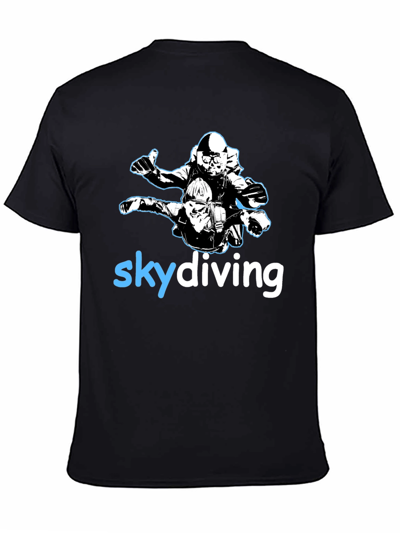 Black Skydiving T-Shirt: Tandem Jump Graphic Tee - Black view 4