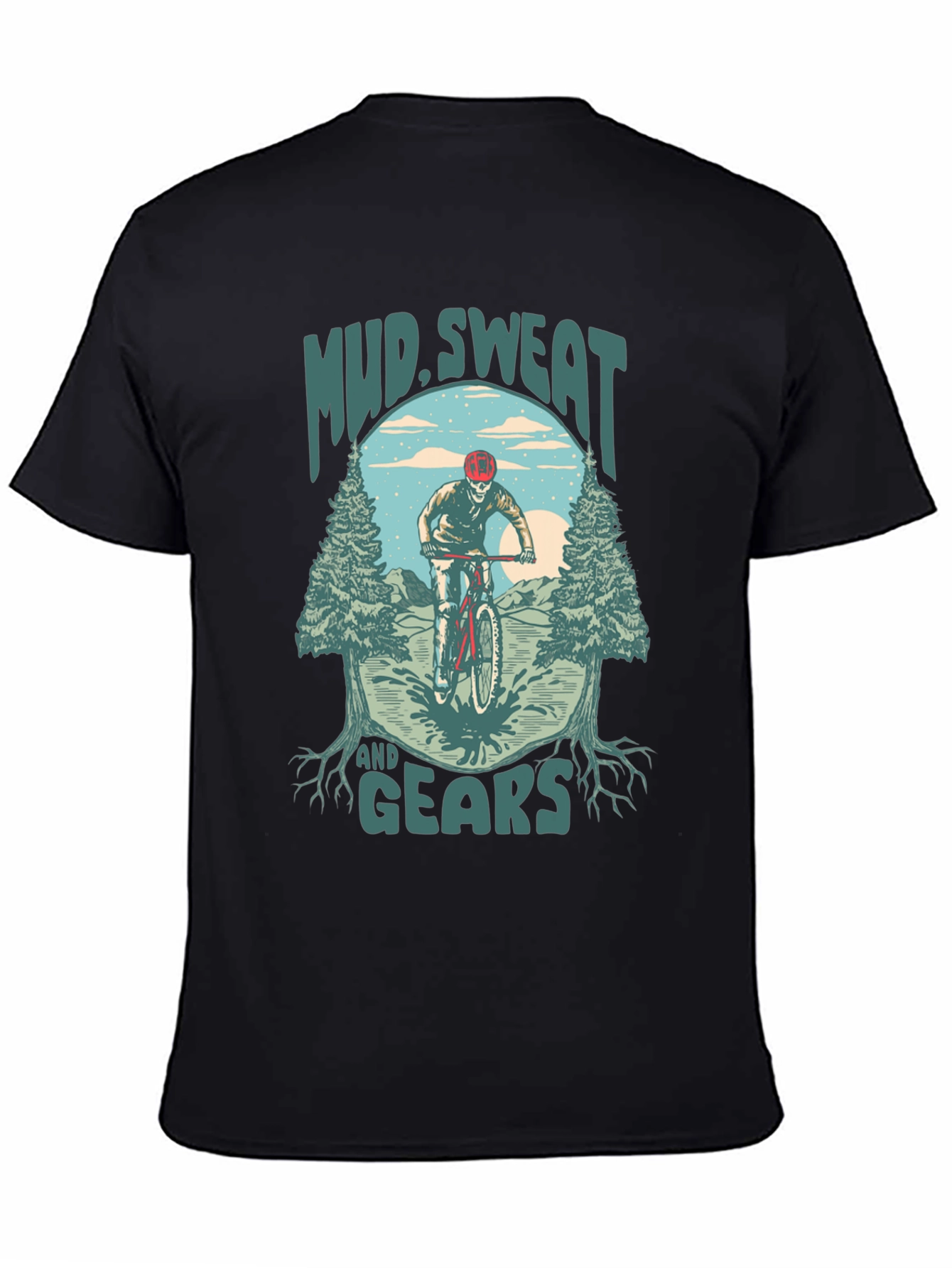 Black Mud Sweat and Gears Mountain Bike Graphic T-Shirt view 4