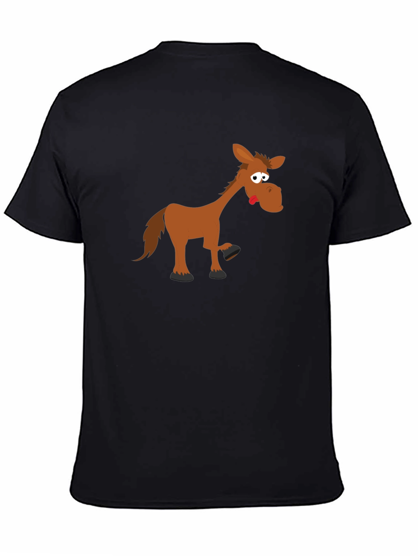 Black Funny Horse Graphic Tee - Black Cotton T-Shirt view 4