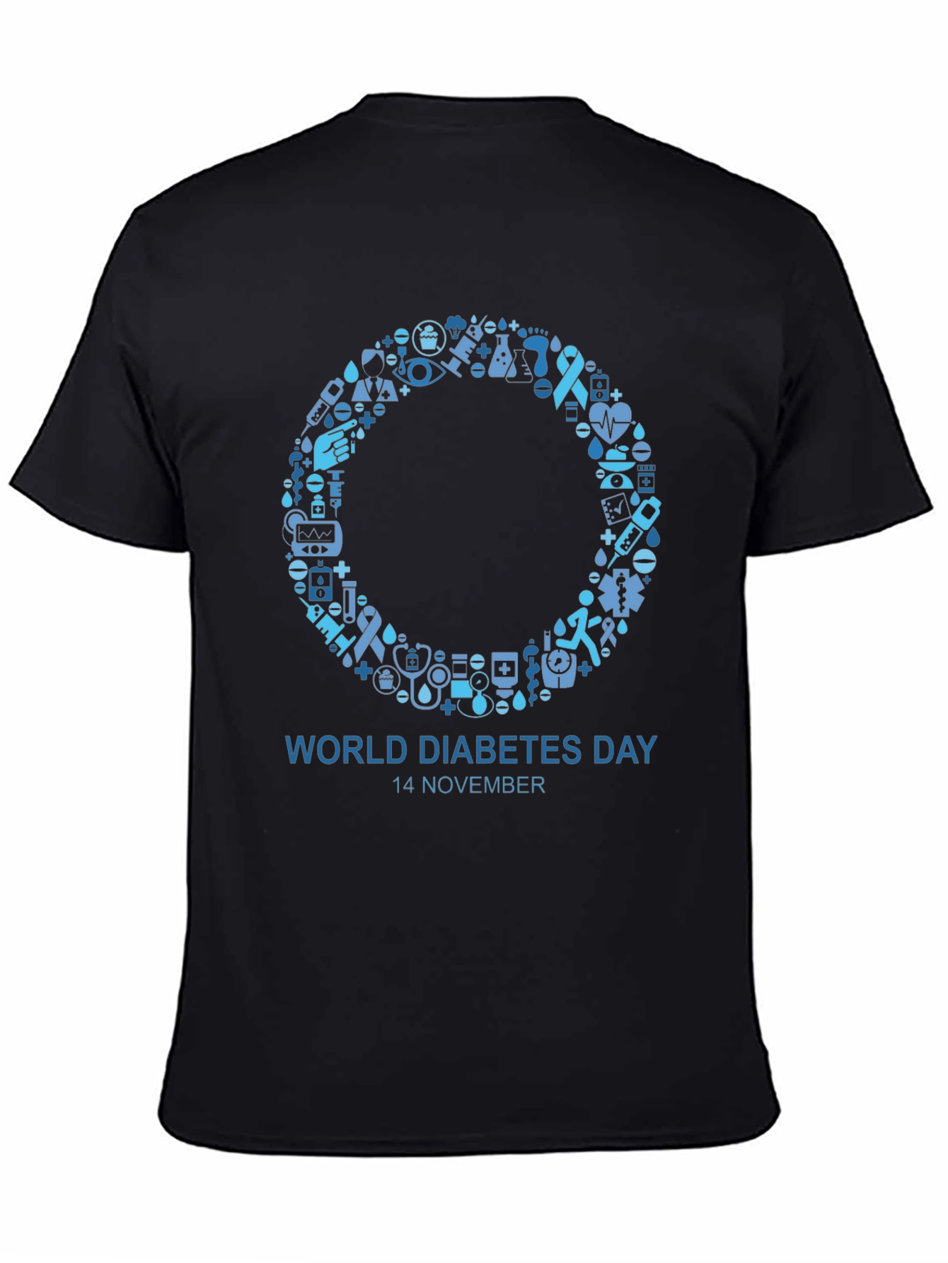 Black World Diabetes Day Awareness T-Shirt view 4