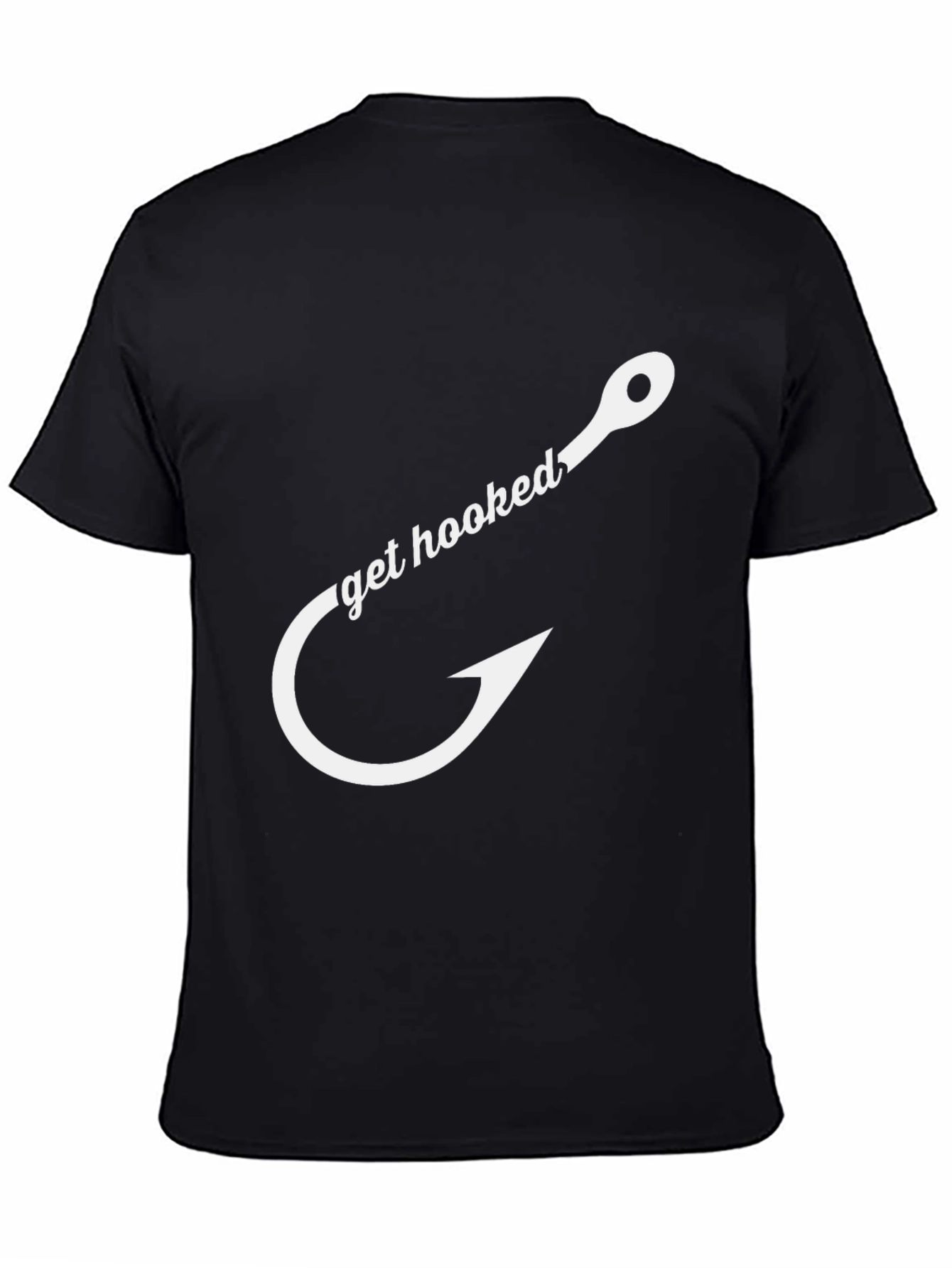 Black Get Hooked Fishing T-Shirt - Black Cotton Tee view 4