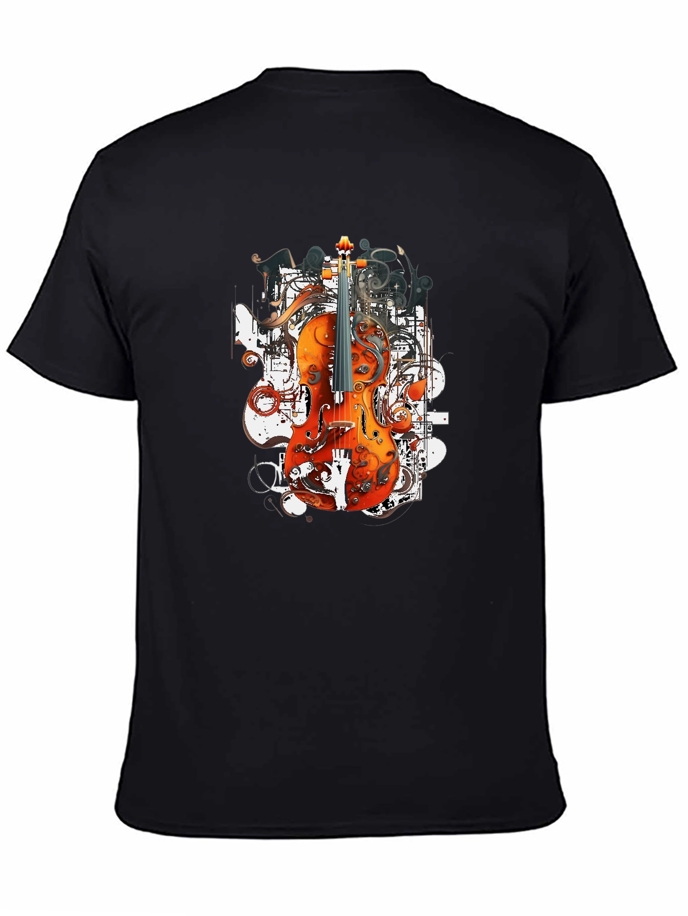 Black Orchestral Ink T-Shirt - Artistic Music Tee view 4