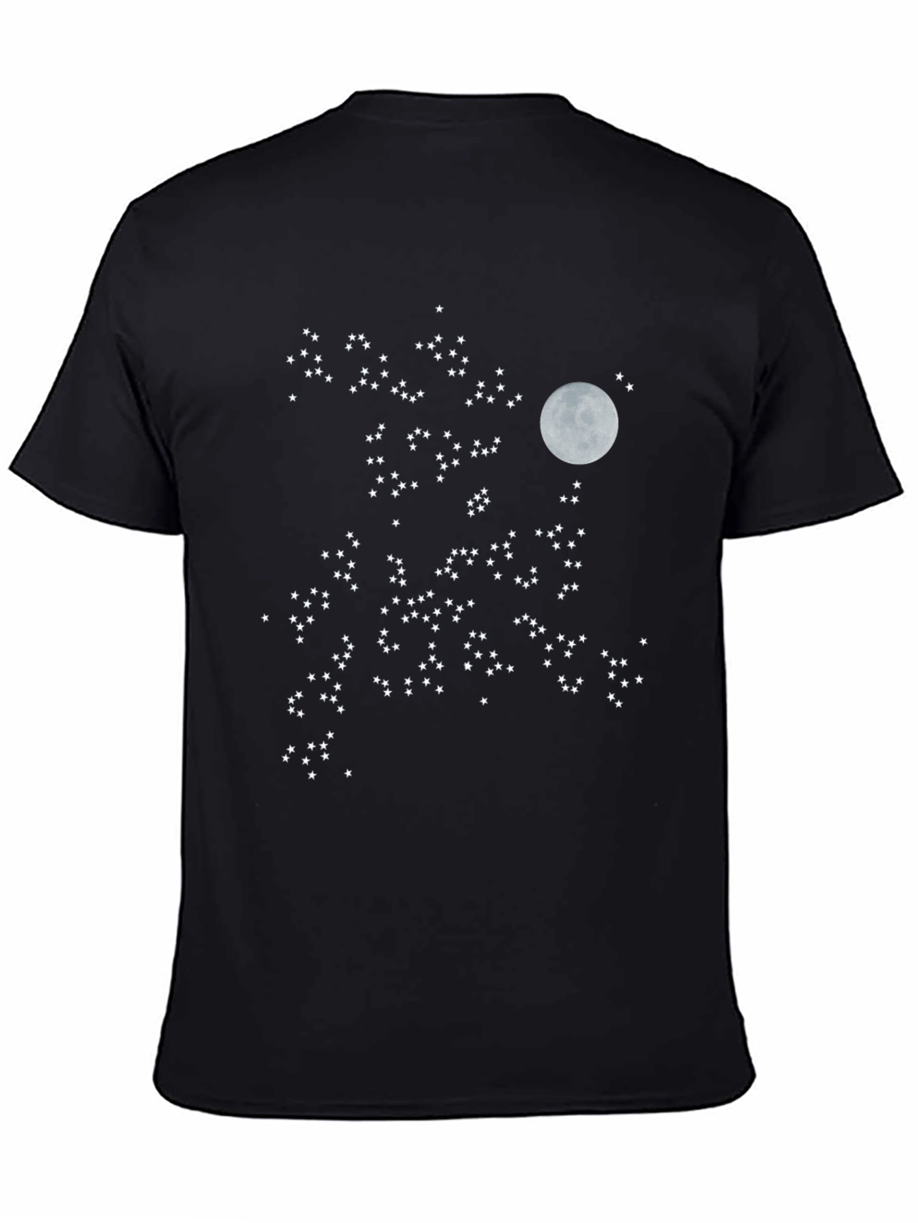 Black Starry Night T-Shirt - Moon & Stars Design view 4