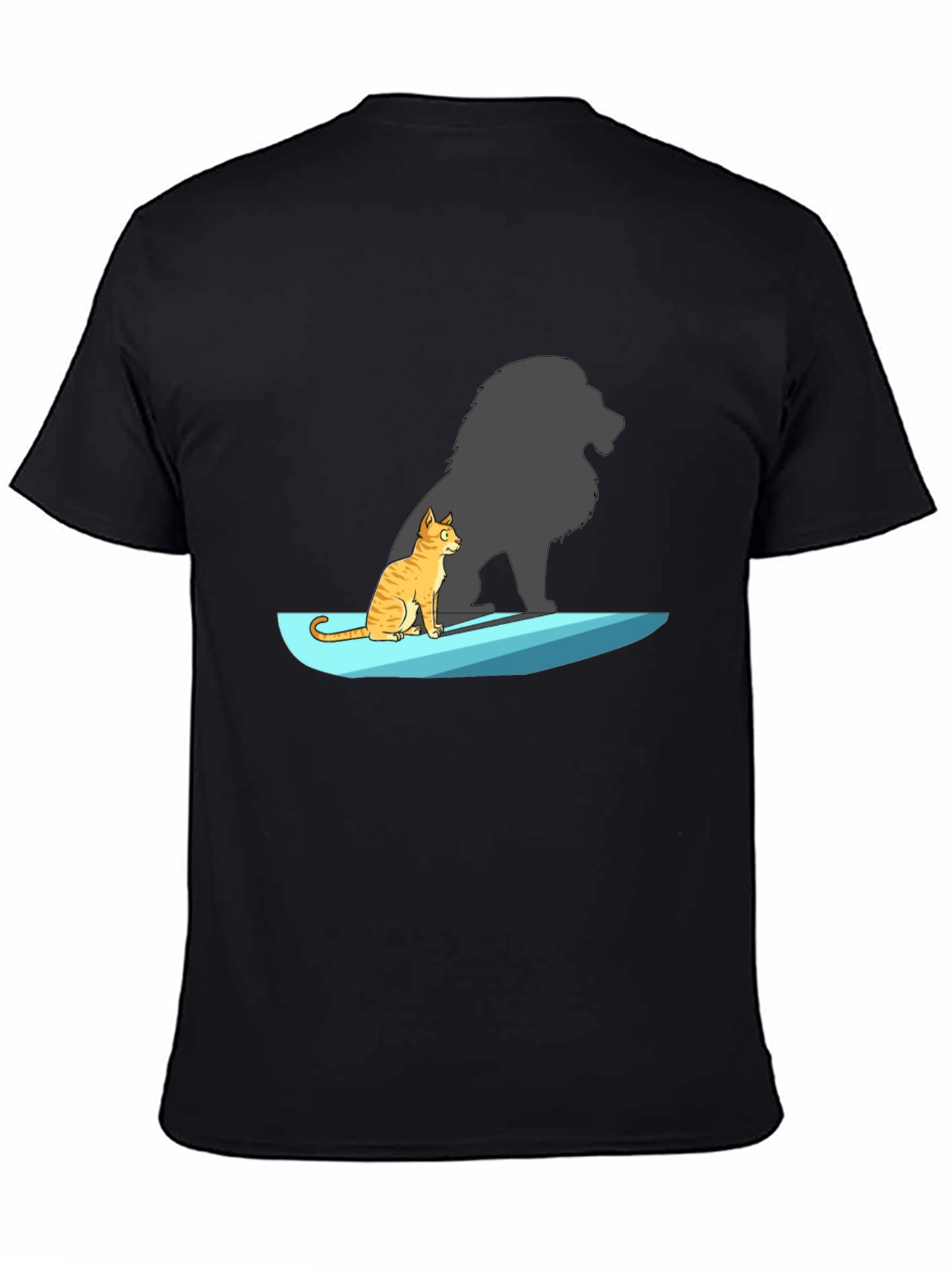 Black Cat with Lion Shadow T-Shirt - Unique Graphic Tee view 4