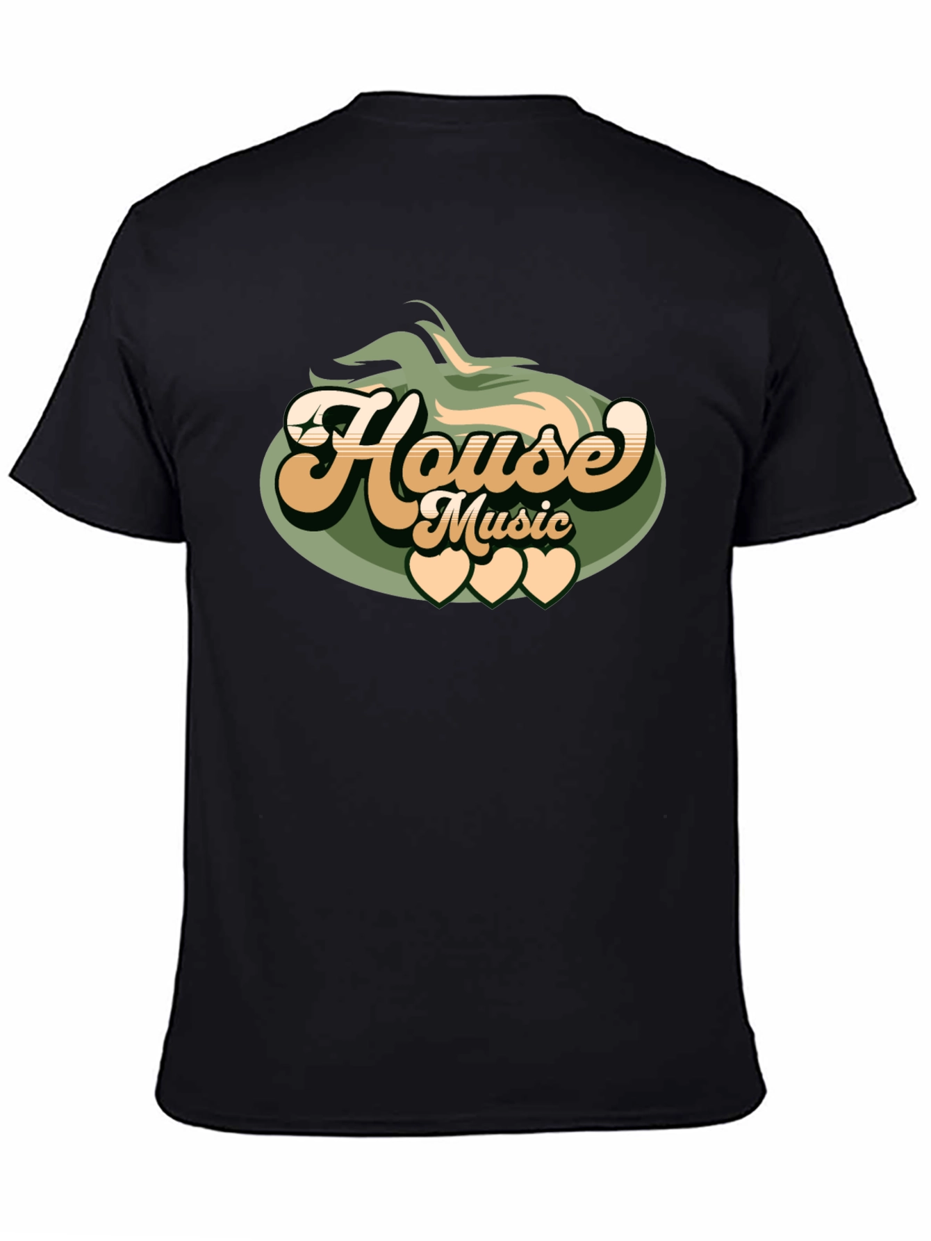 Black Retro House Music Graphic T-Shirt view 4