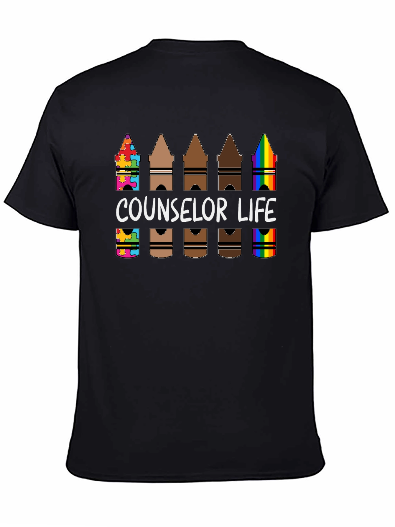Black Counselor Life Crayon T-Shirt view 4
