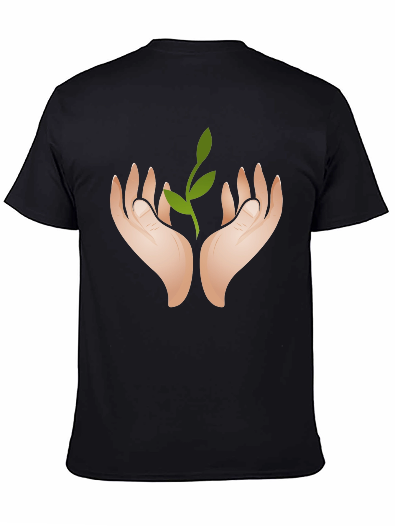 Black Hands Holding Sprout Graphic Black T-Shirt view 4