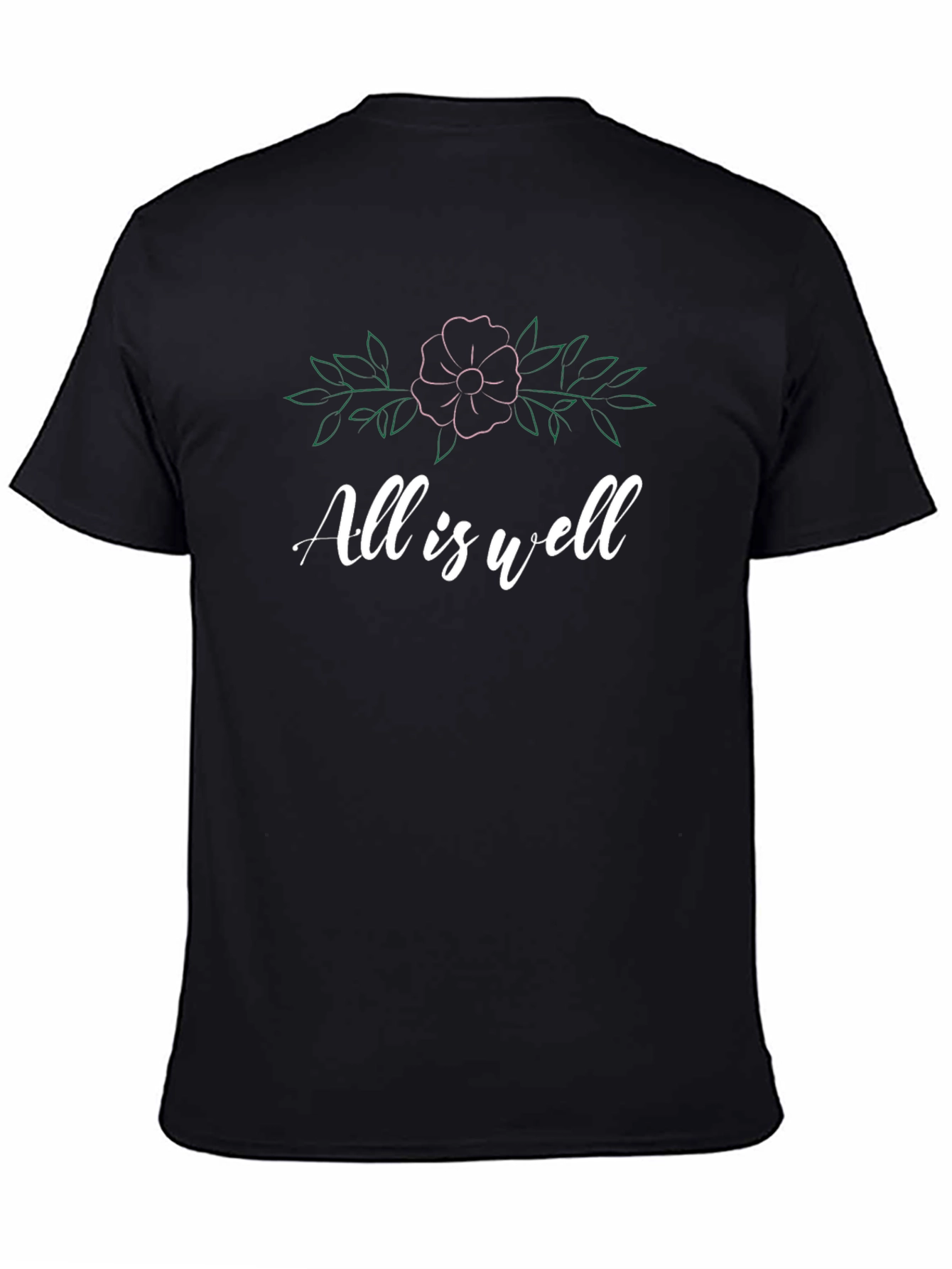 Black All is Well Floral Graphic Tee - Stylish Comfort view 4