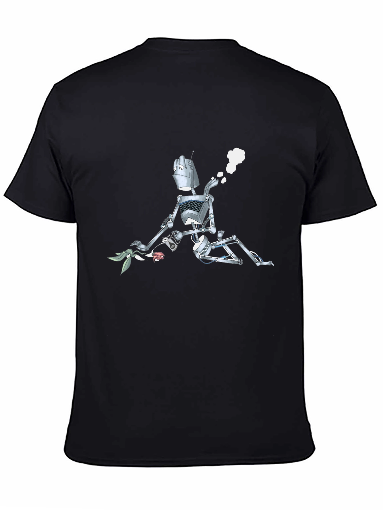 Black Robot with Flowers Graphic T-Shirt - Black view 4