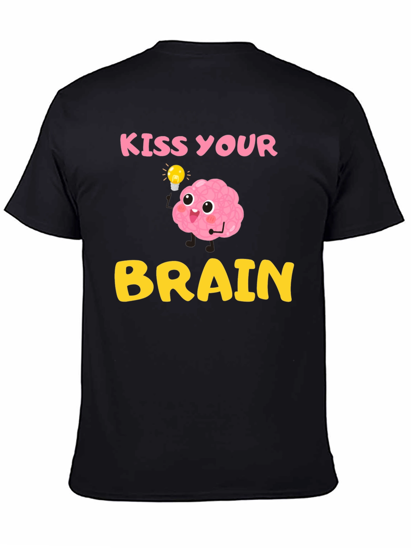 Black Kiss Your Brain T-Shirt - Funny Brain Cartoon Tee view 4