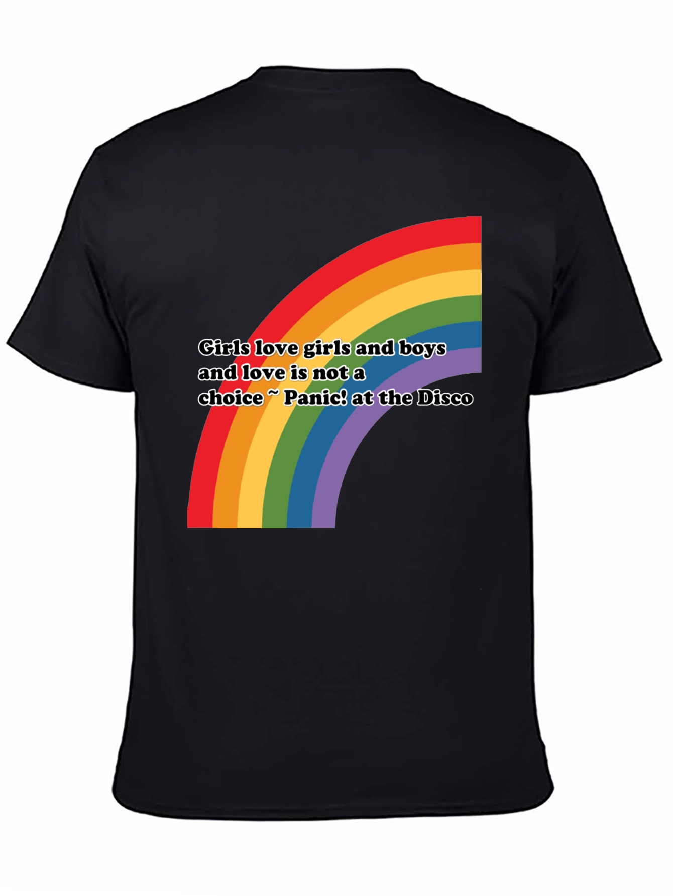 Black Rainbow Love T-Shirt - Girls Love Girls and Boys LGBTQ+ Pride view 4