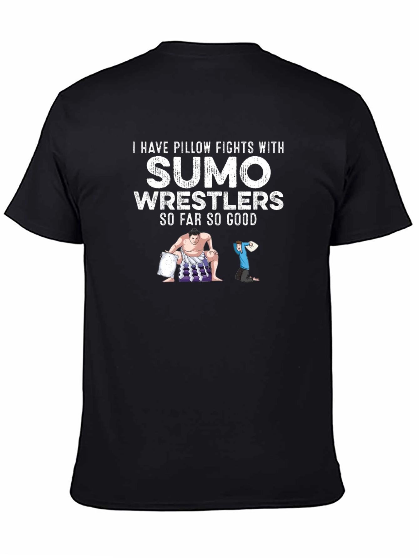 Black Sumo Wrestler Pillow Fight Graphic Tee view 4