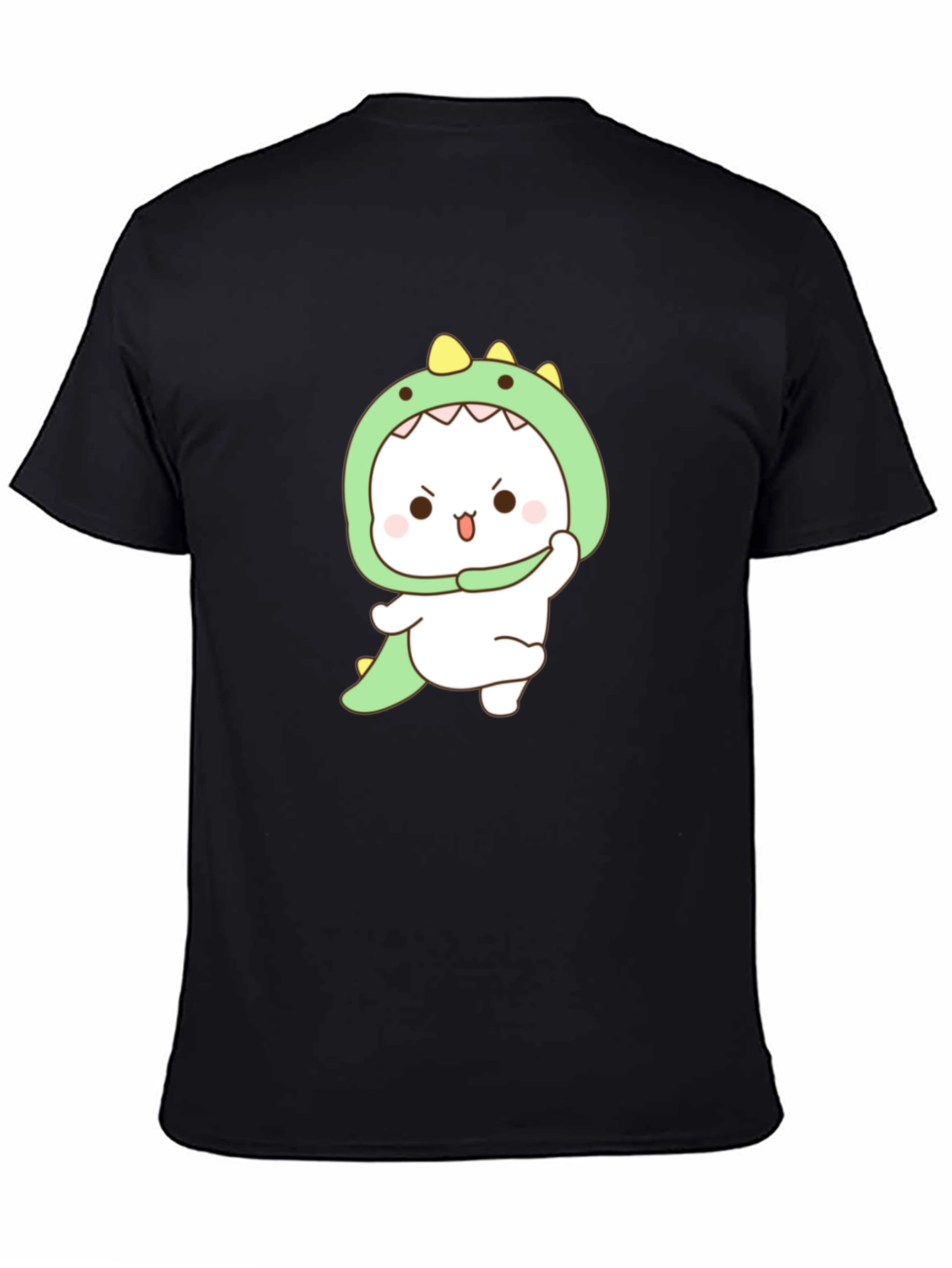 Black Cute Dinosaur Costume Graphic T-Shirt view 4