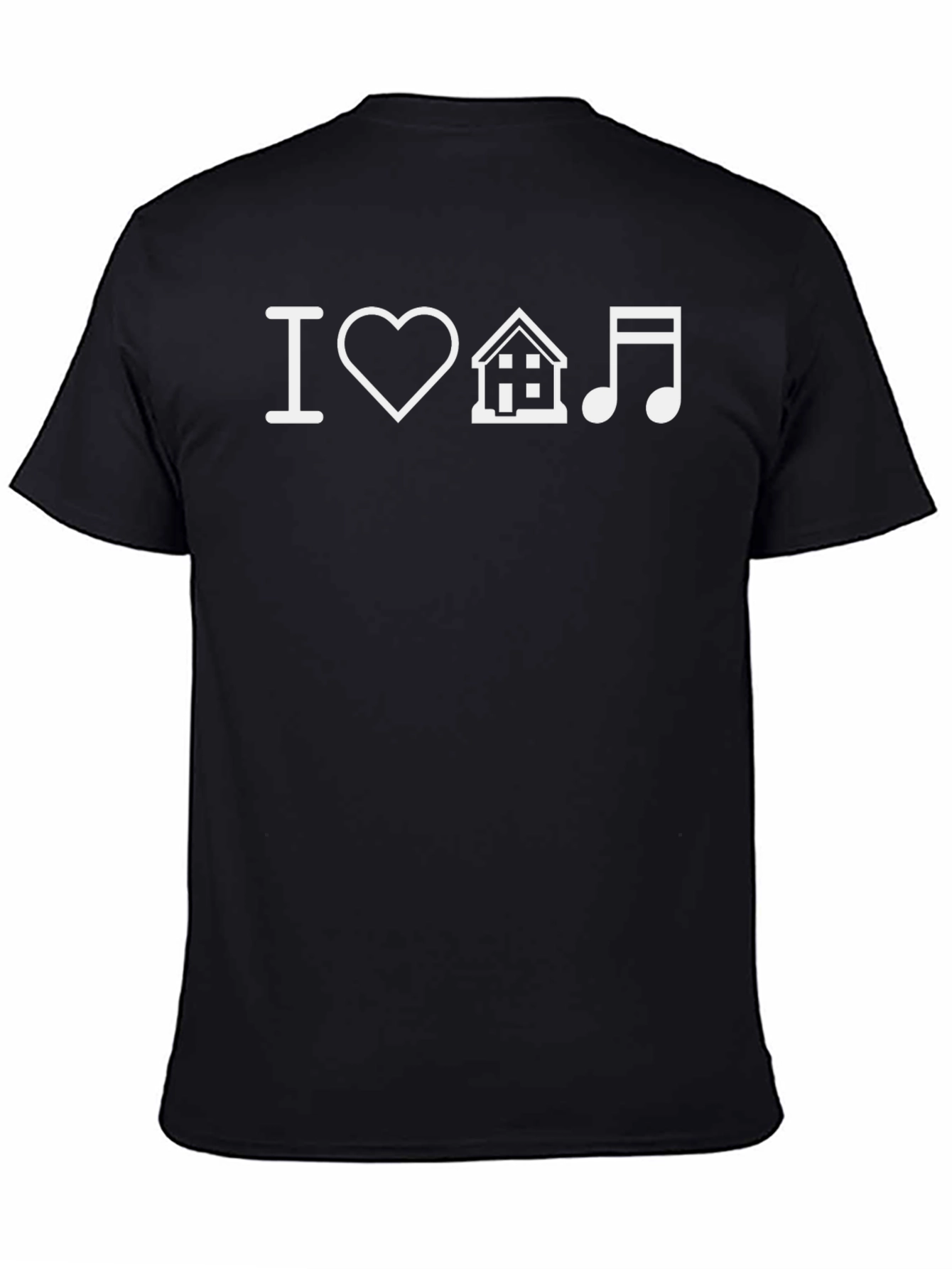 Black I Love House Music Graphic Tee - Black Cotton T-Shirt view 4