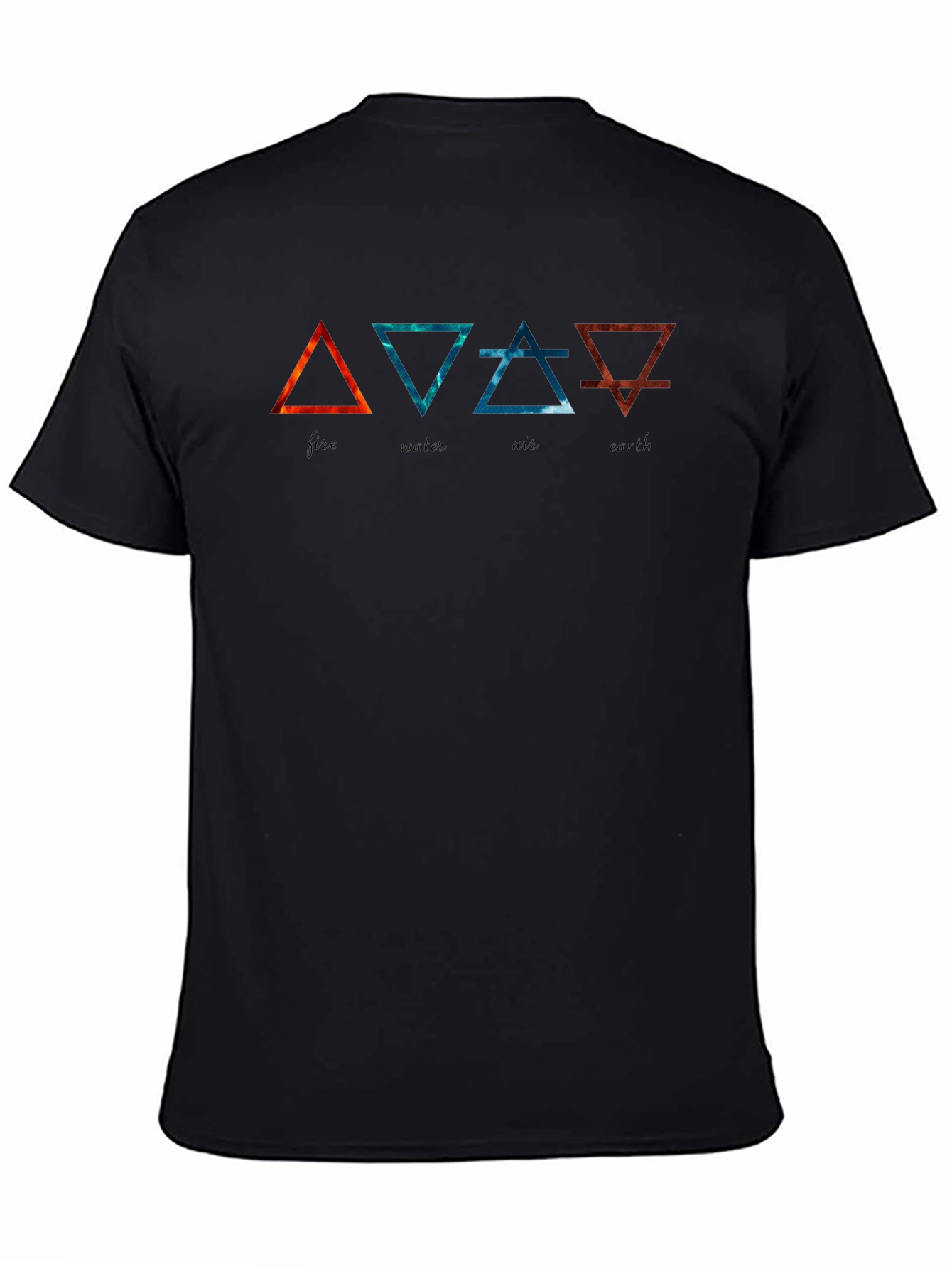 Black Elemental Symbol T-Shirt - Fire, Water, Air, Earth Graphic Tee view 4