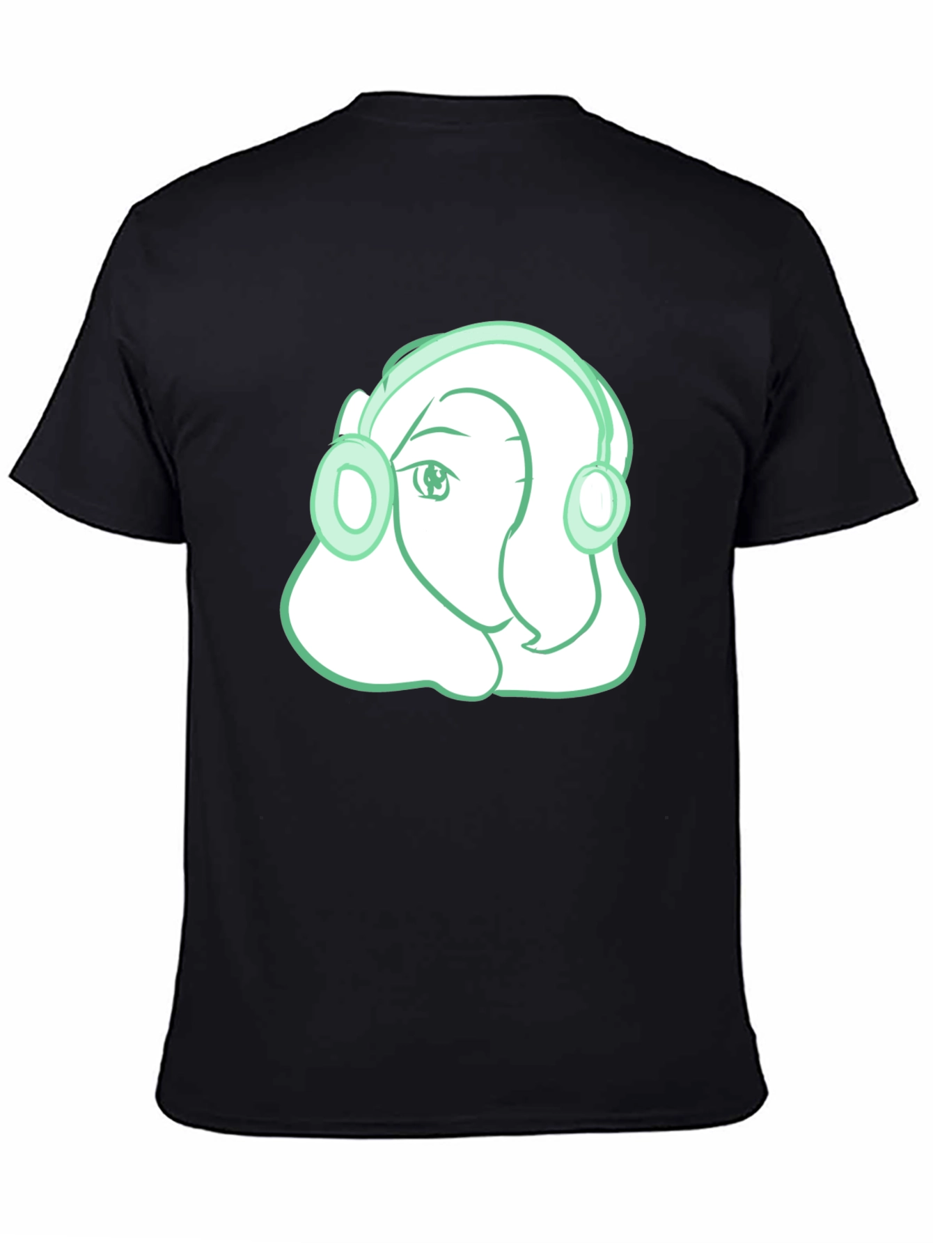Black Headphone Girl Graphic T-Shirt - Trendy Black Tee view 4