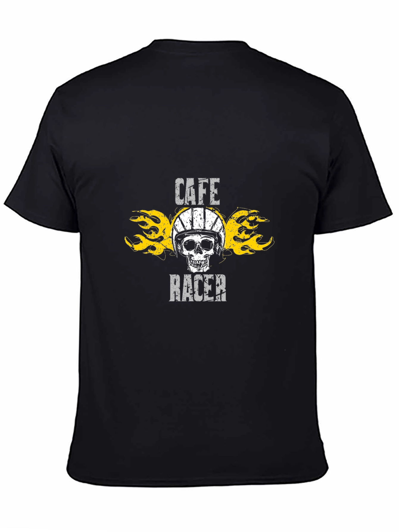 Black Cafe Racer Skull Graphic Black T-Shirt view 4