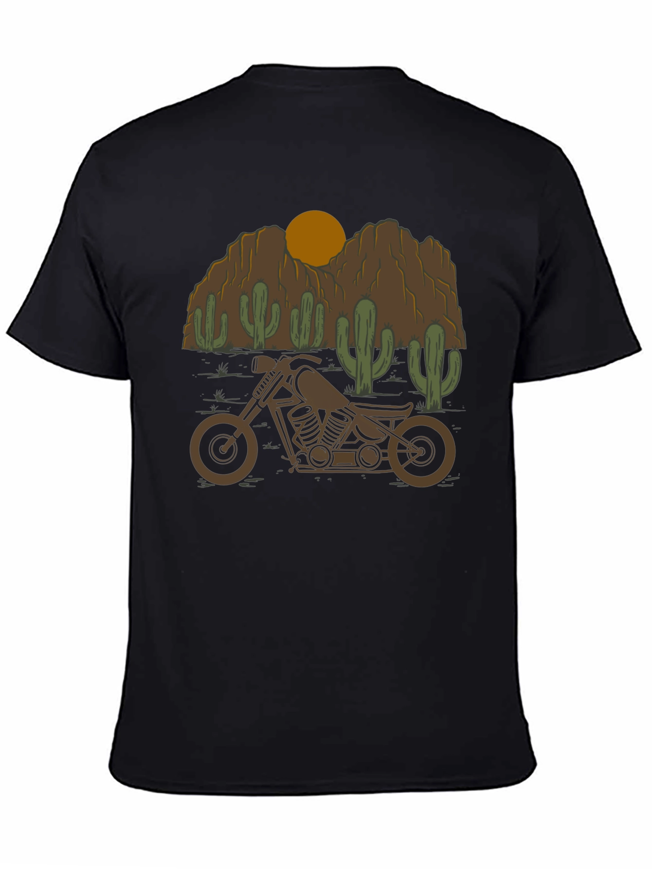 Black Motorcycle Desert Graphic Tee view 4