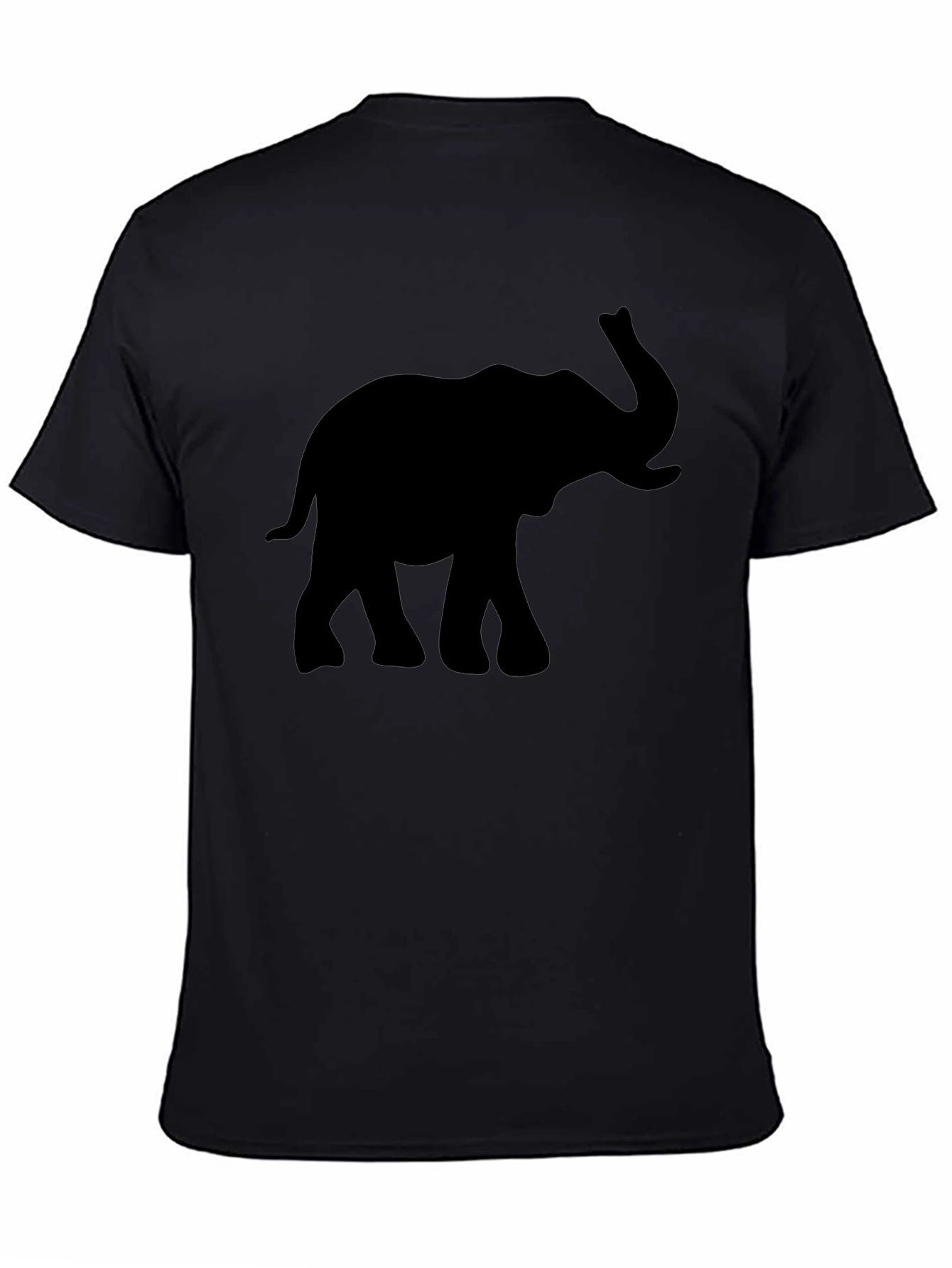 Black Elephant Silhouette Graphic Black T-Shirt view 4