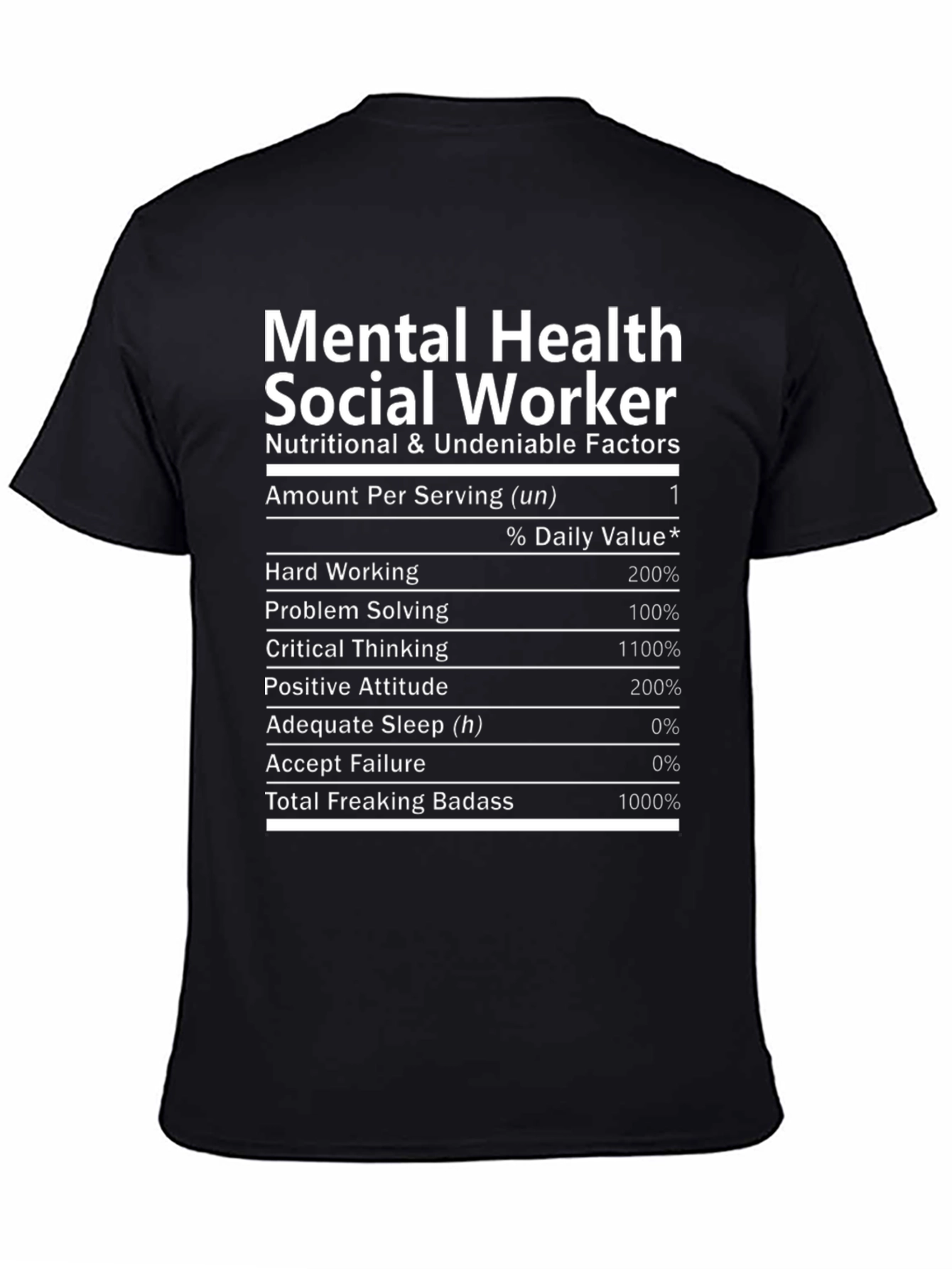 Black Mental Health Social Worker Nutrition T-Shirt view 4