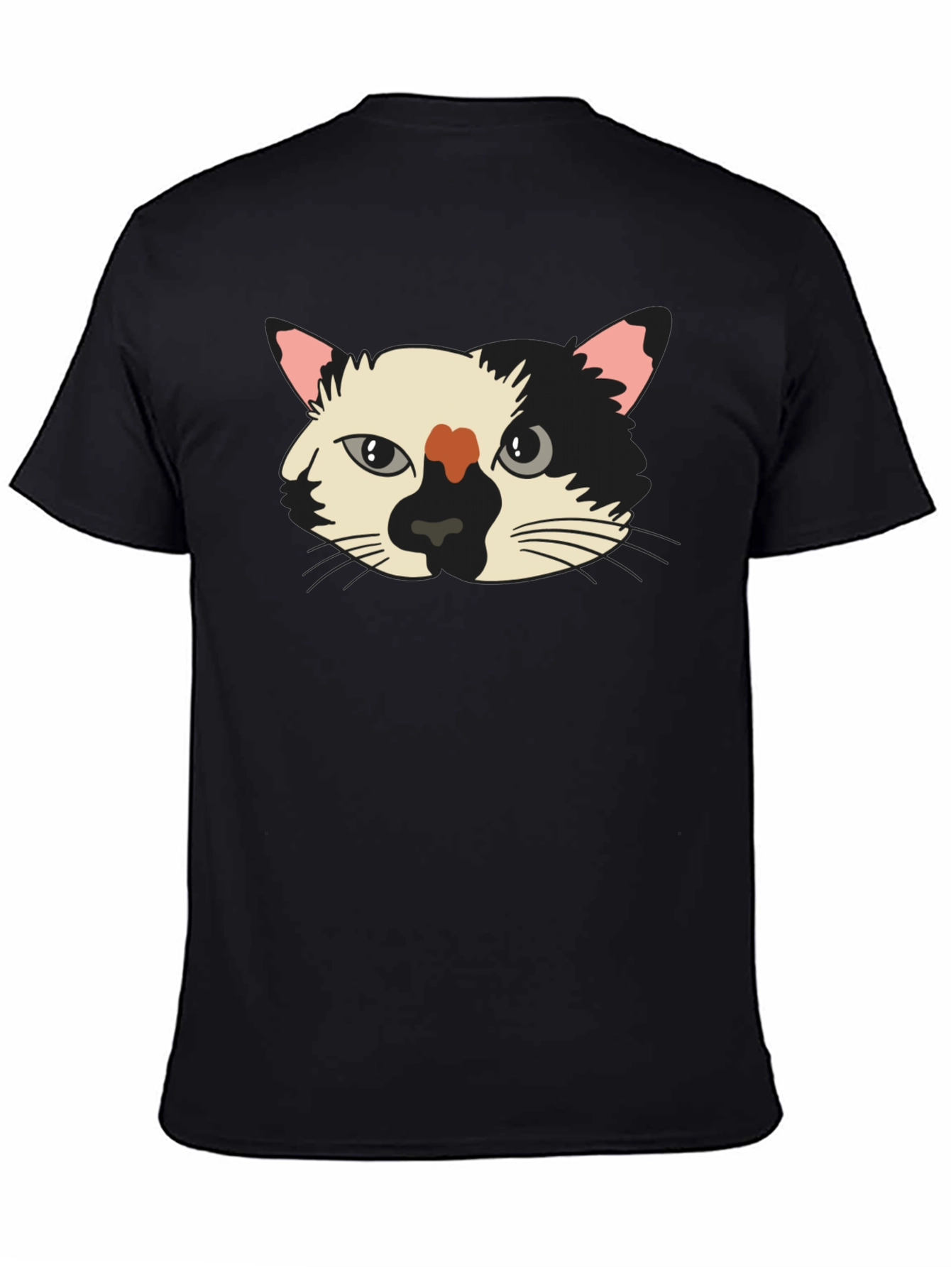 Black Cat Face Graphic Tee - Unisex Black T-Shirt view 4