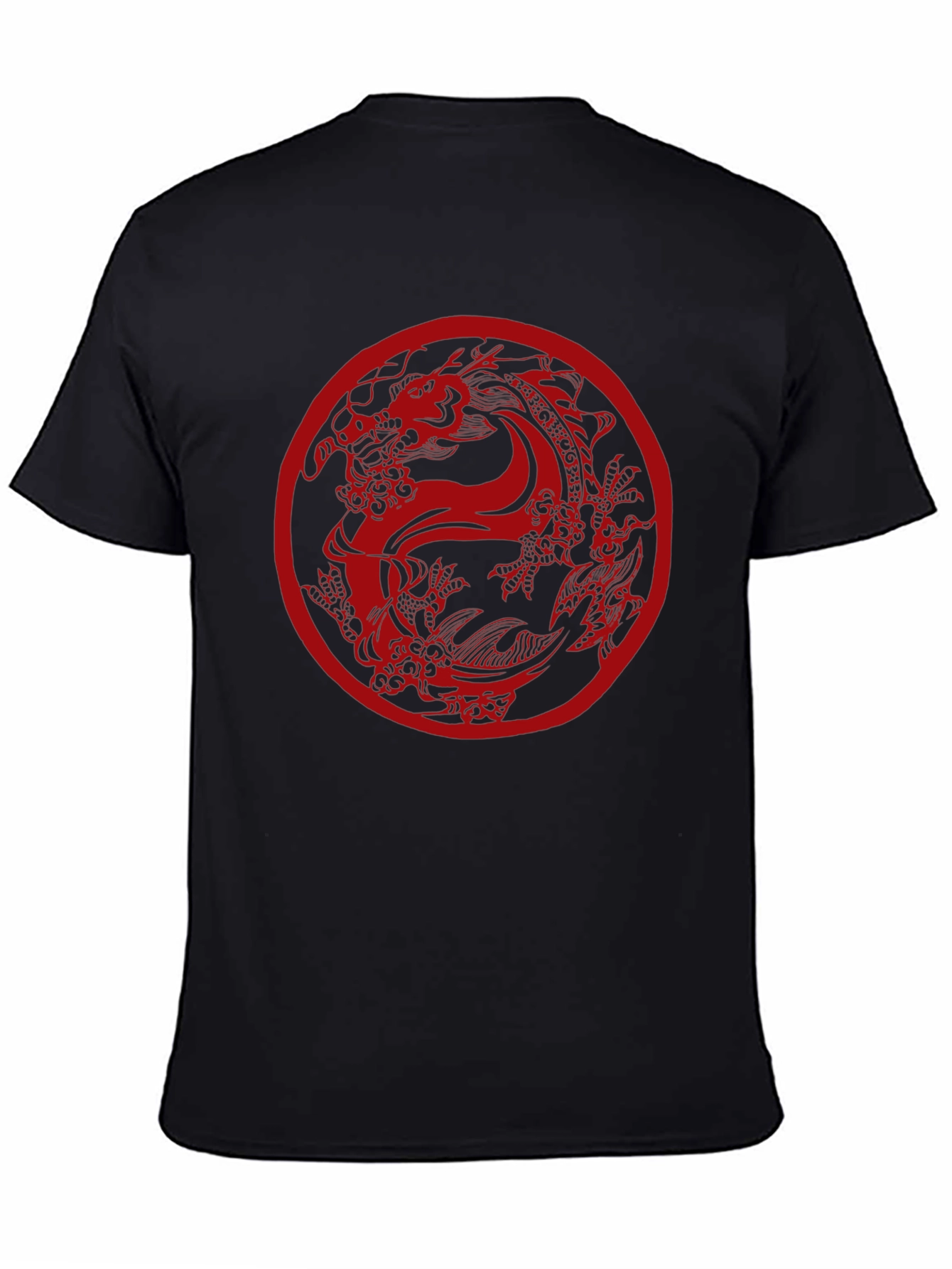 Black Dragon Circle Graphic Tee - Black Casual Top view 4
