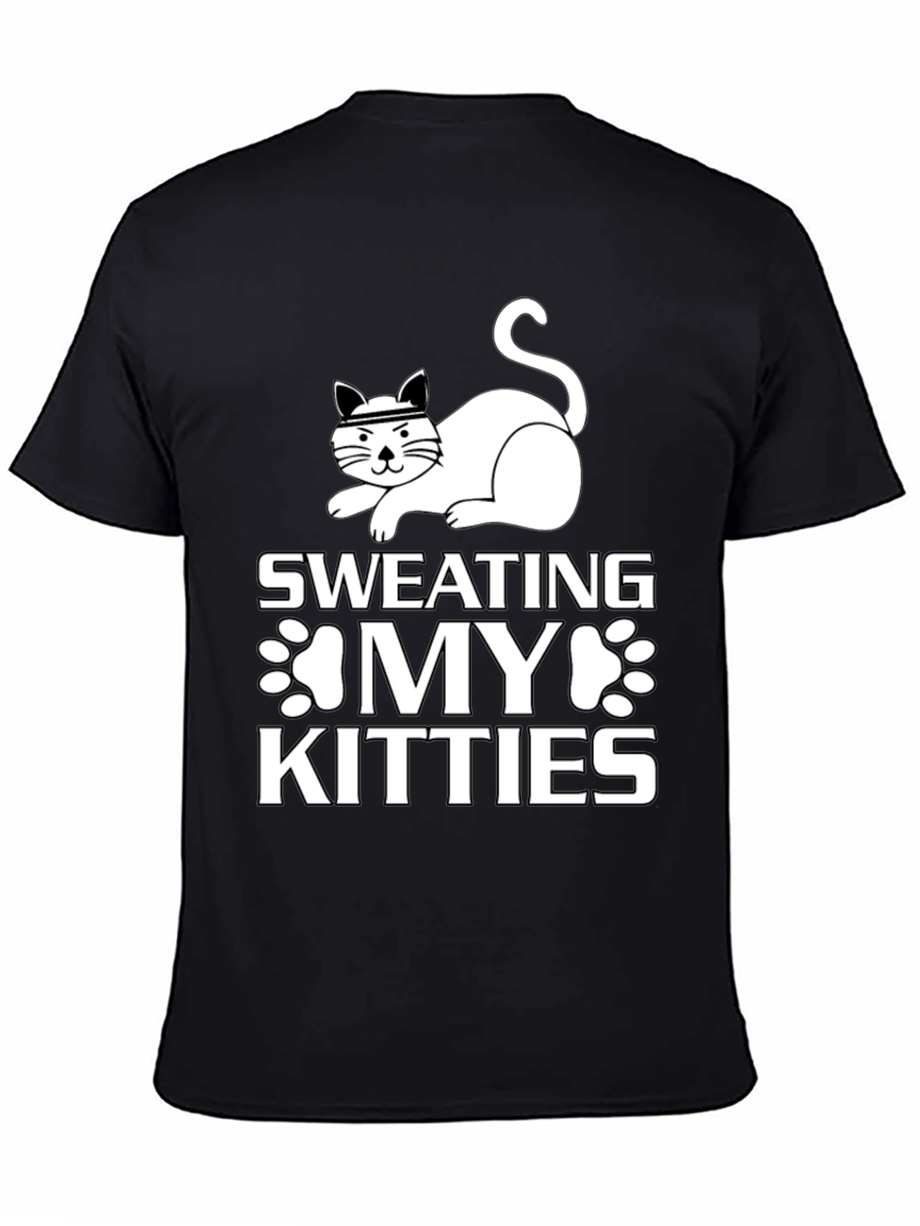 Black Sweating My Kitties Black Graphic Tee view 4