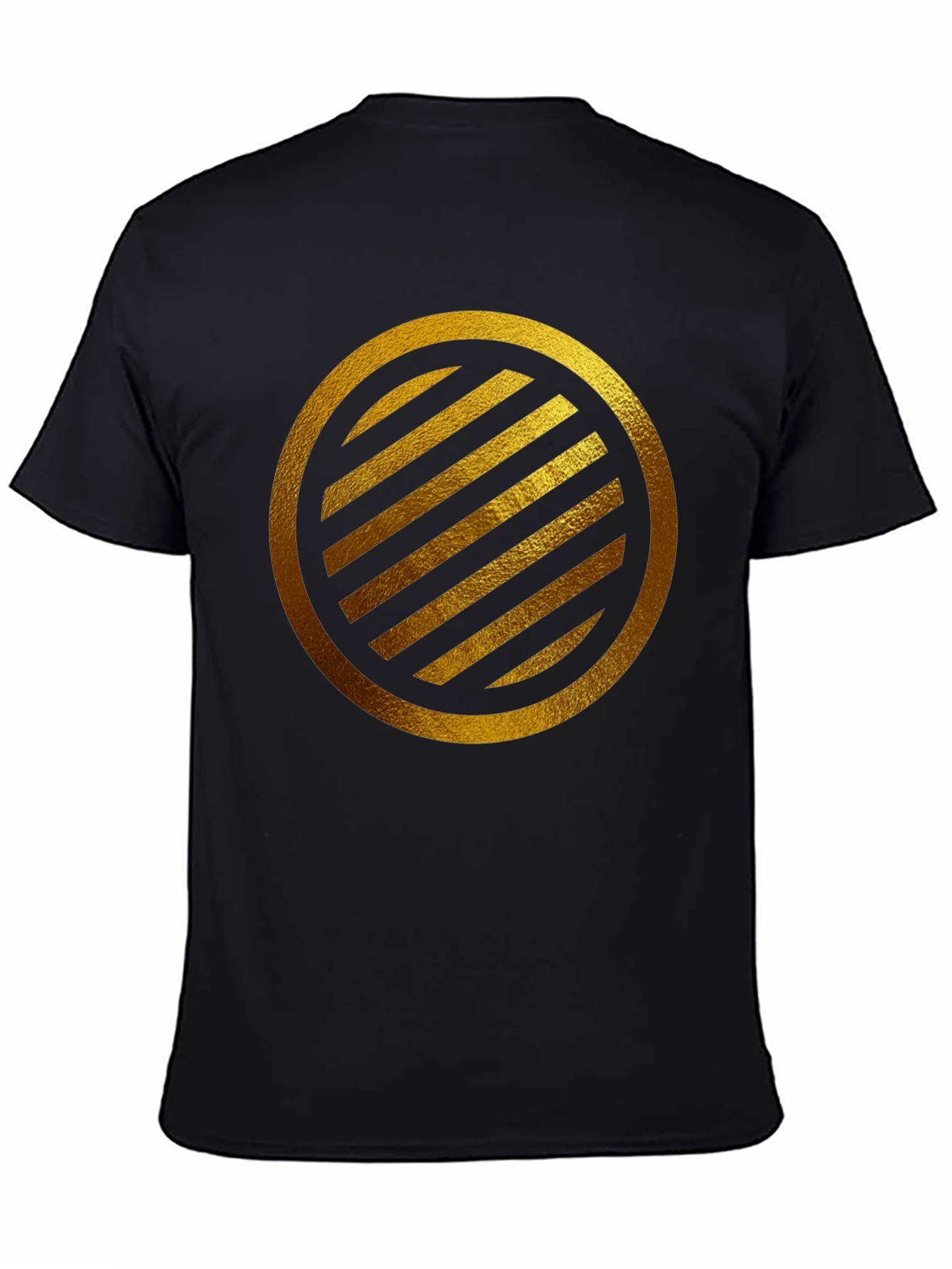Gold Striped Circle on Black T-Shirt - 4