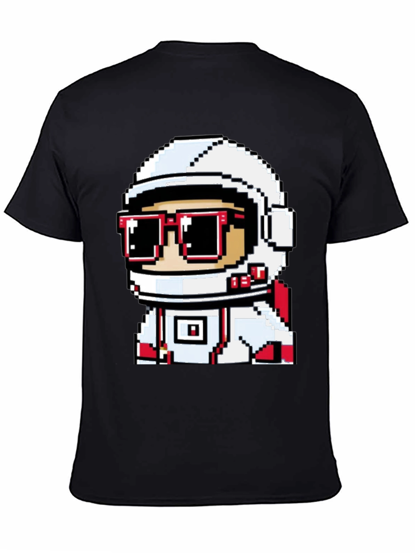 Black Pixel Astronaut Graphic T-Shirt - Black view 4