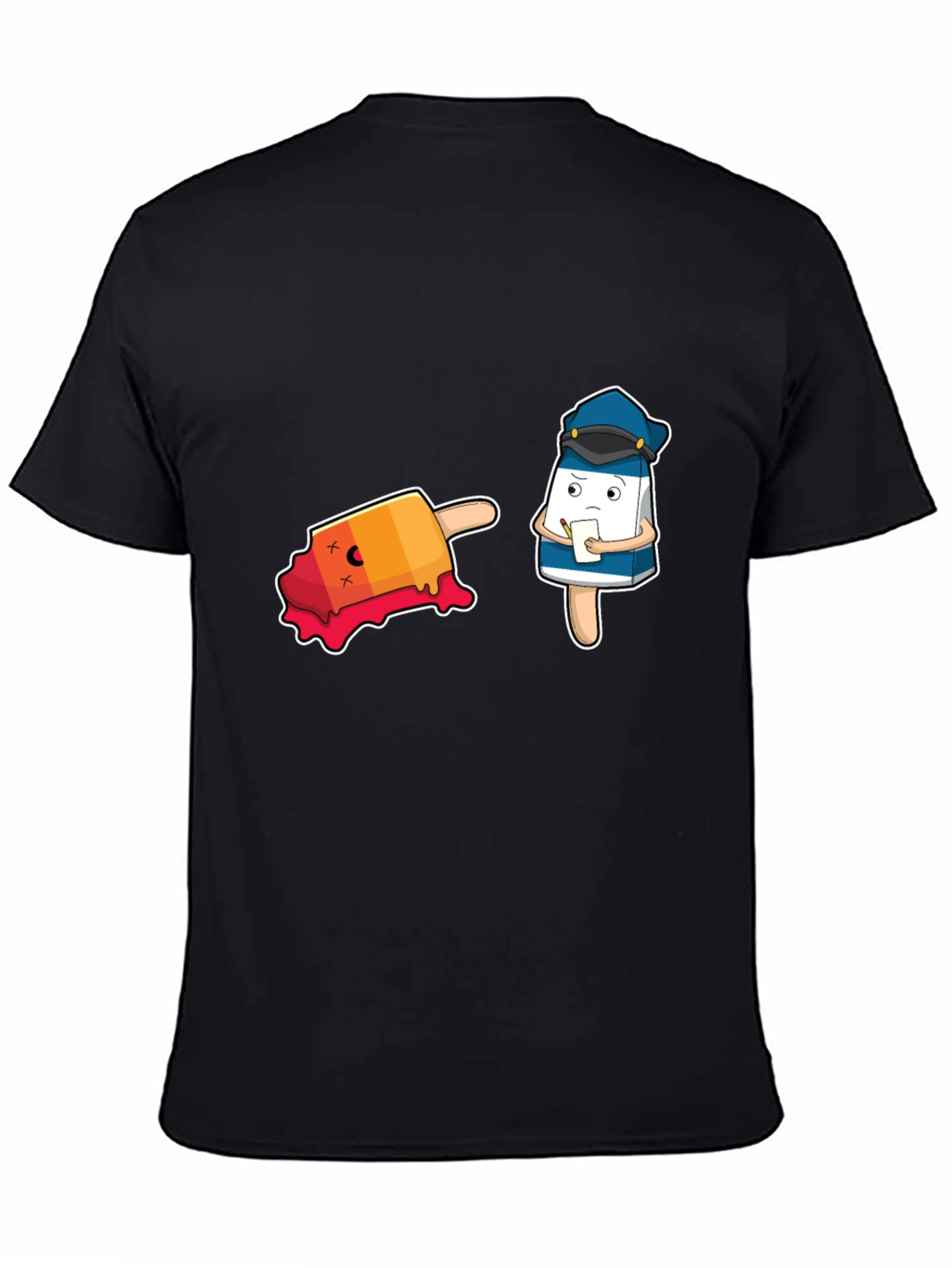 Black Funny Cartoon Ice Cream Police T-Shirt view 4