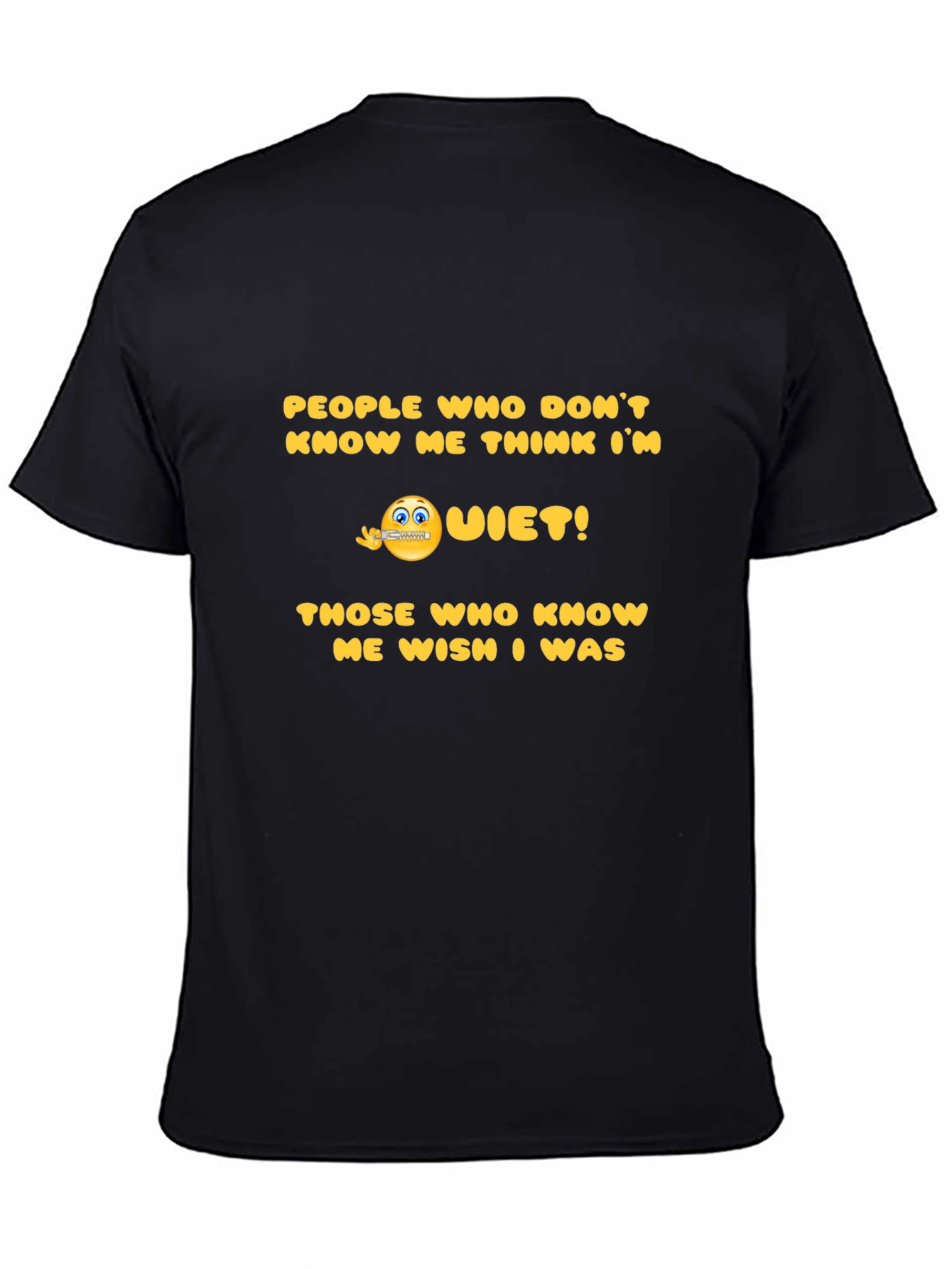 Black Funny "Quiet!" Graphic T-Shirt view 4