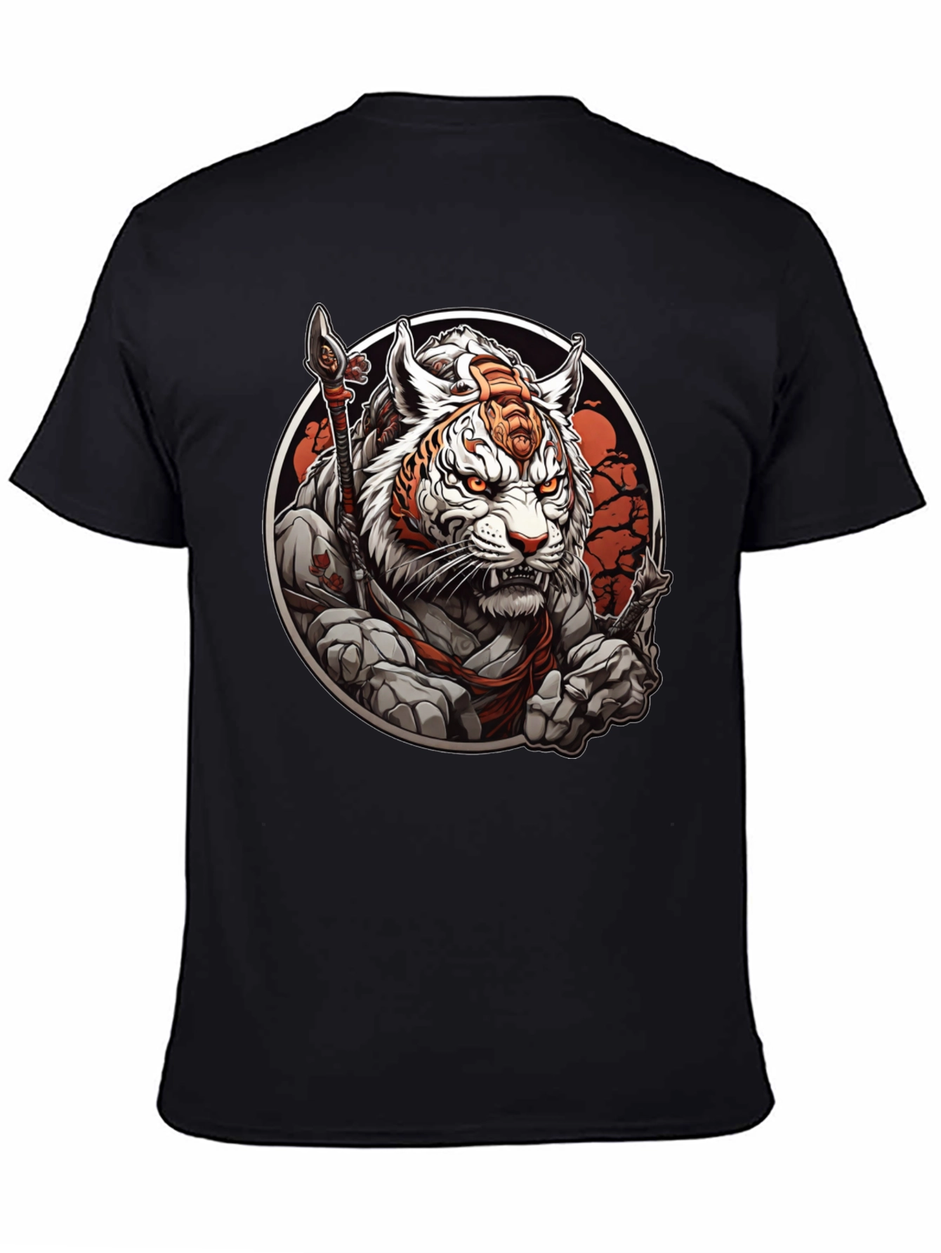Black Tiger Warrior Graphic Tee - Men's Black T-Shirt view 4