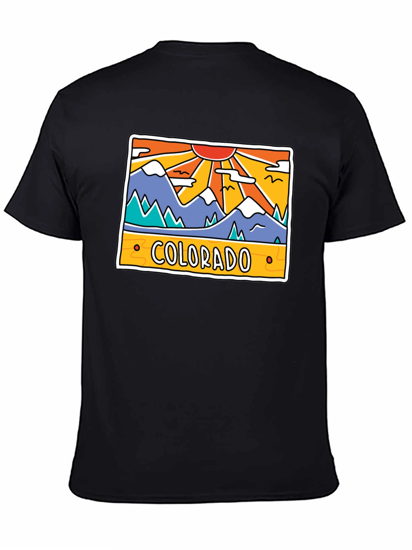 Black Colorado Mountain Graphic T-Shirt - Retro Style view 4