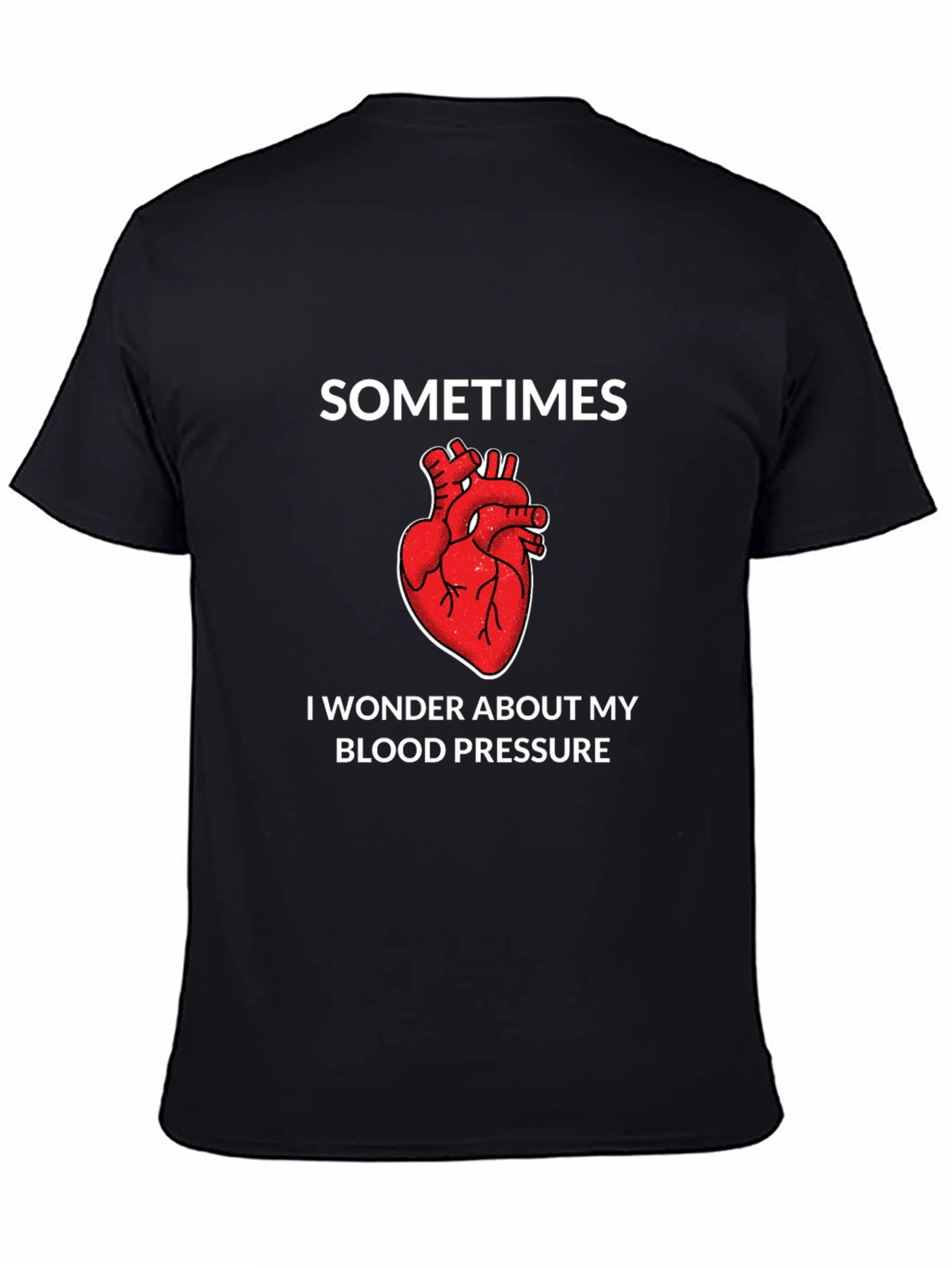 Black Funny Blood Pressure Heart T-Shirt view 4