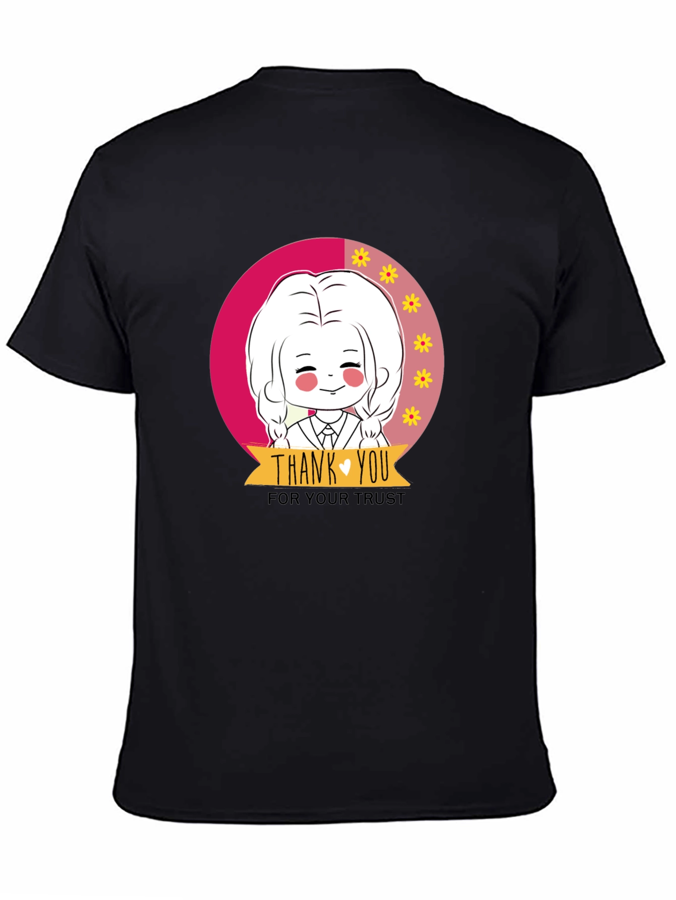 Black Cute Cartoon Graphic Print Black T-Shirt view 4