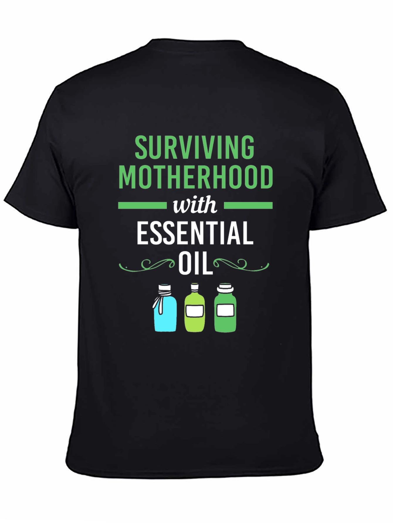 Black Surviving Motherhood Essential Oil T-Shirt view 4