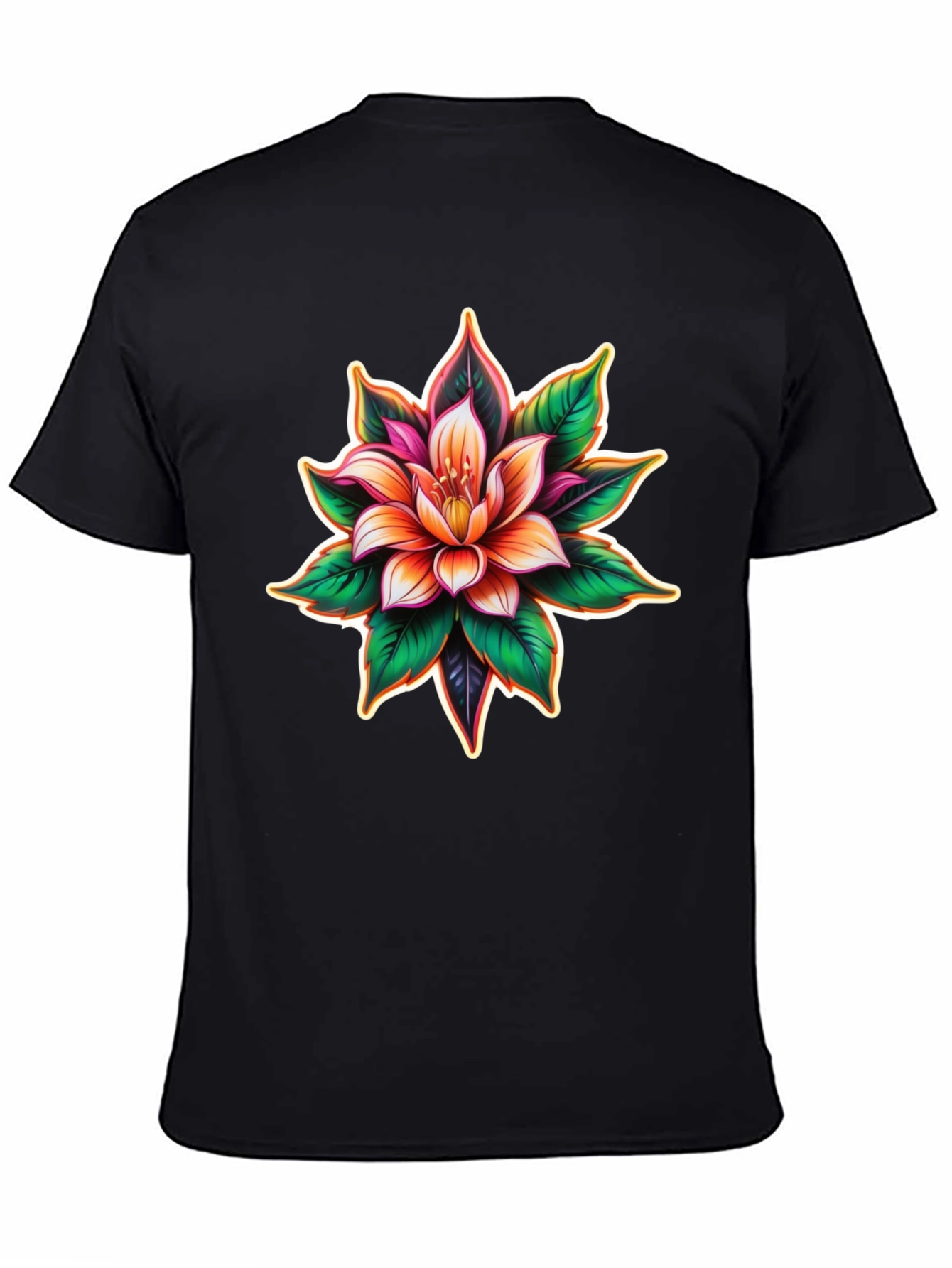 Black Floral Graphic Print Black T-Shirt view 4