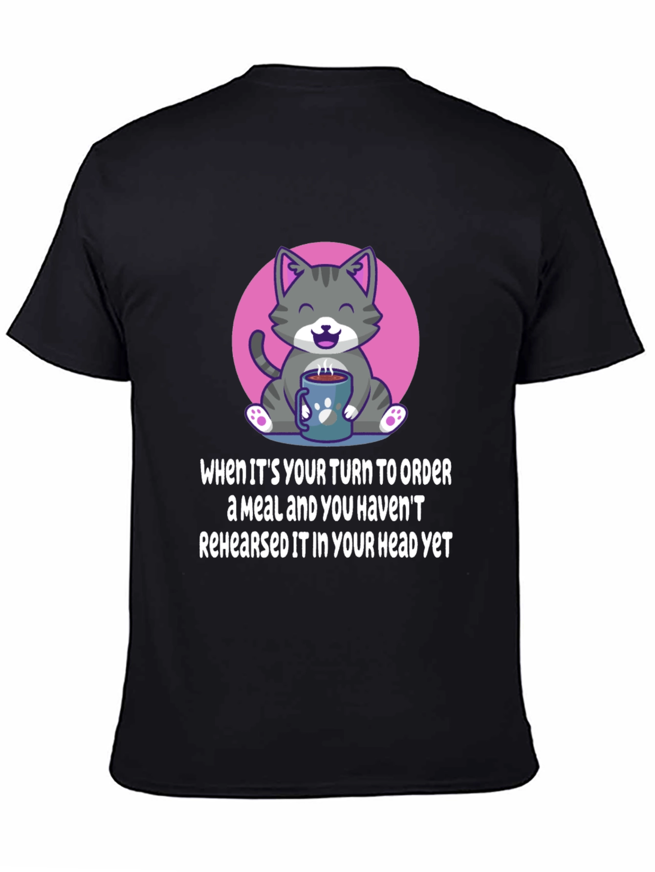 Black Funny Cat T-Shirt: Order a Meal view 4